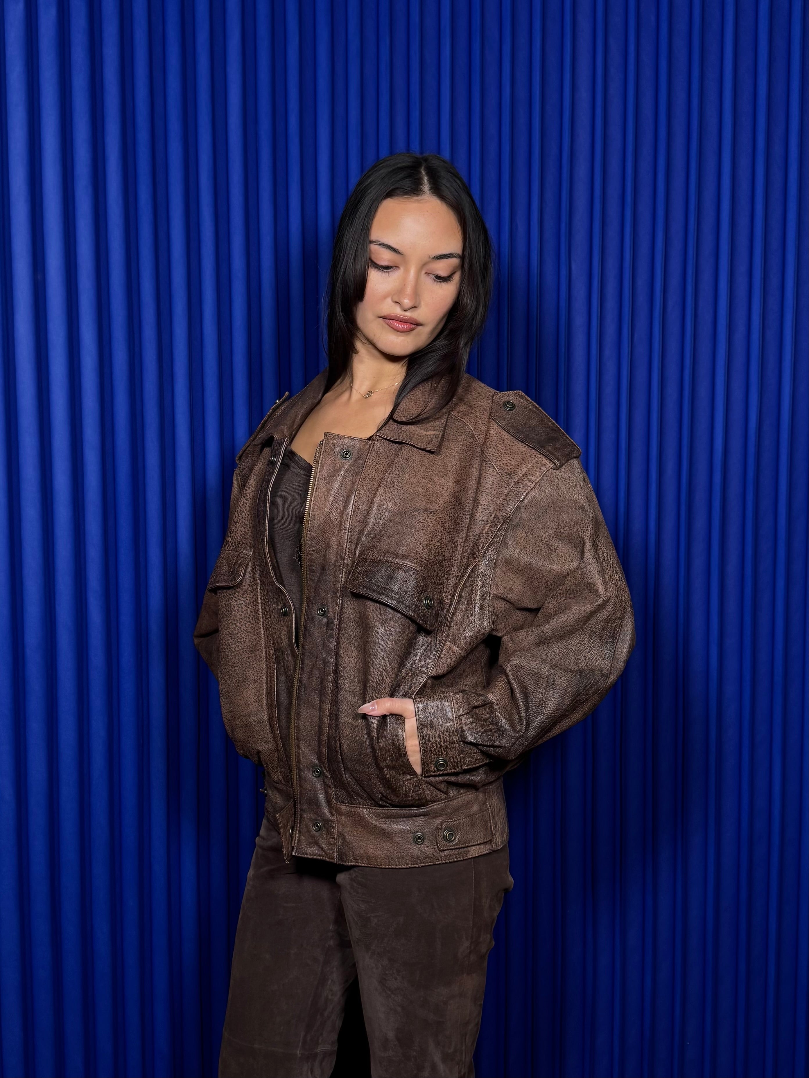 Adventure Bound Brown Leather Bomber