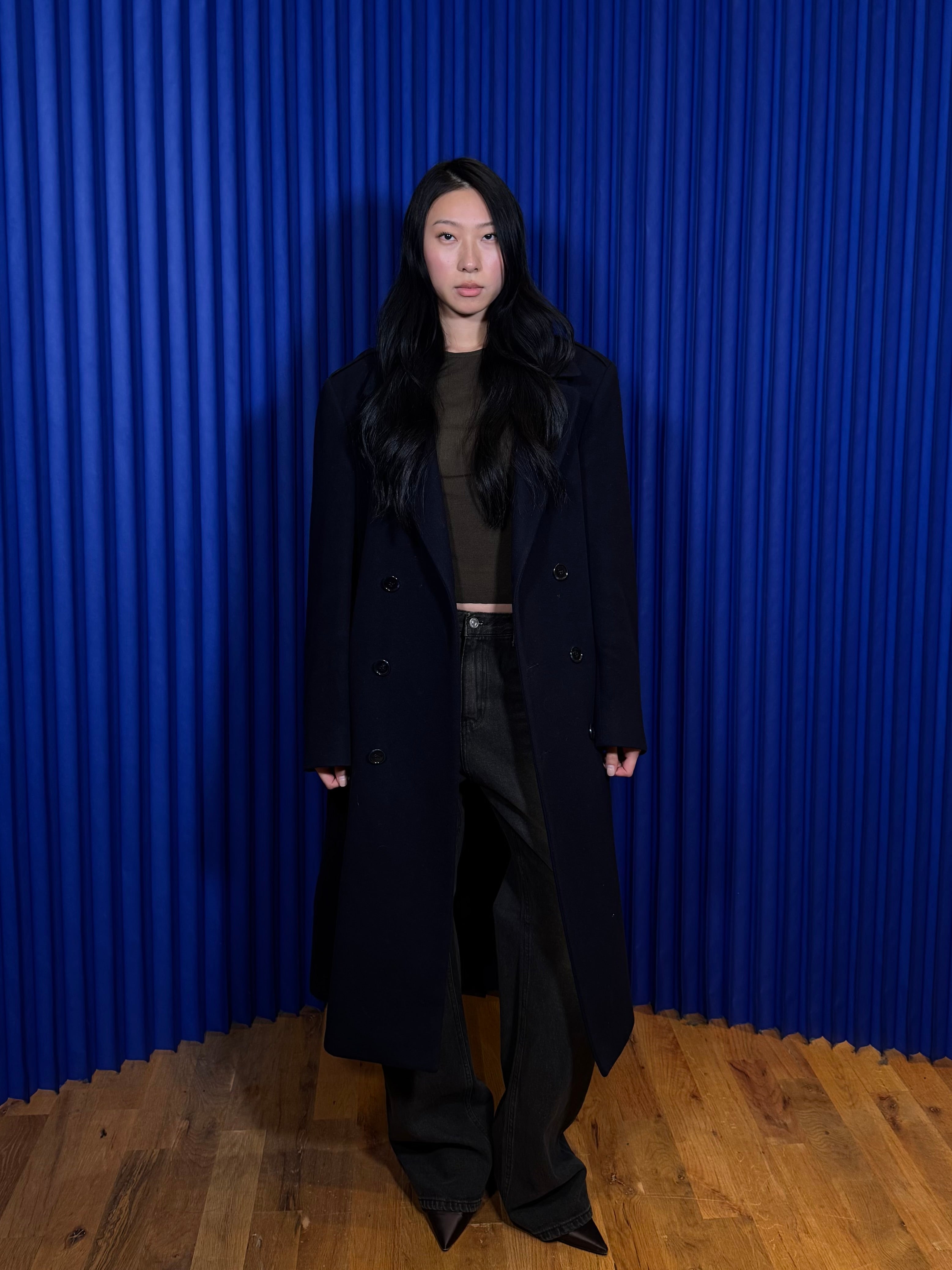 Navy Blue Wool Trench