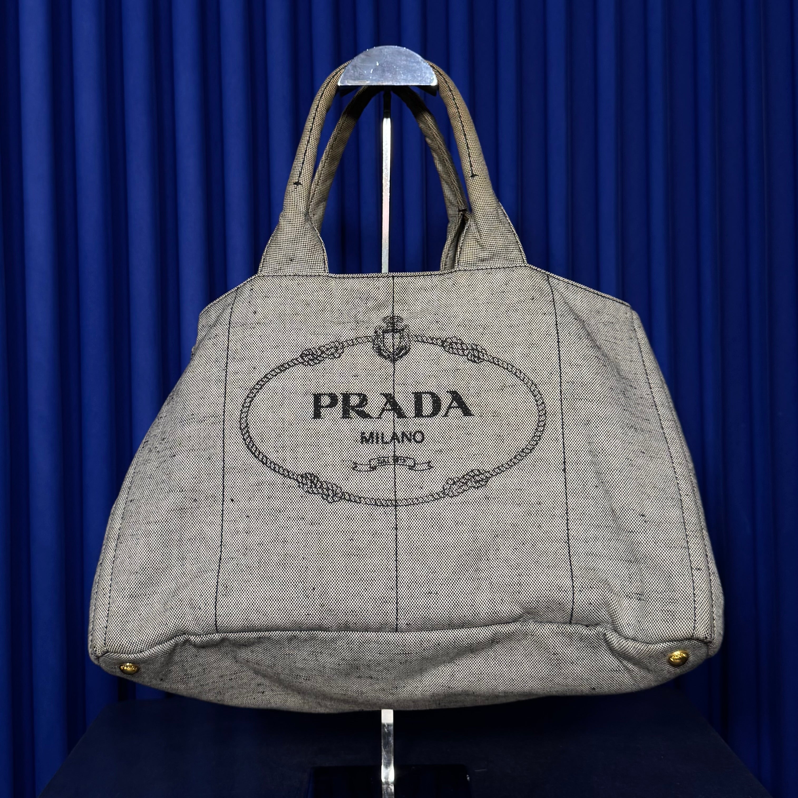 PRADA CANAPA DENIM TOTE BAG
