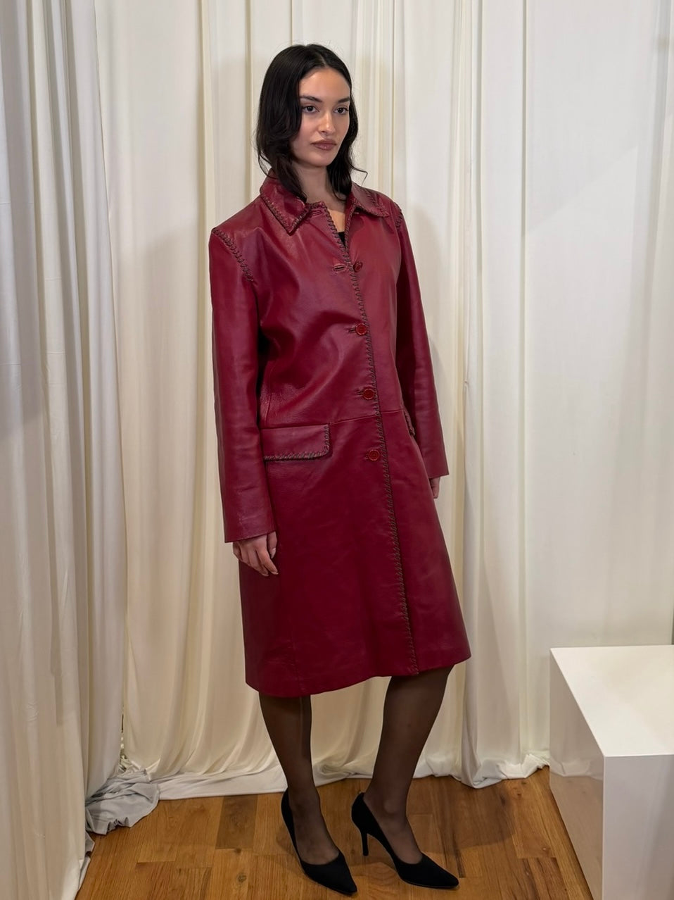 Bagatelle Red Leather Coat
