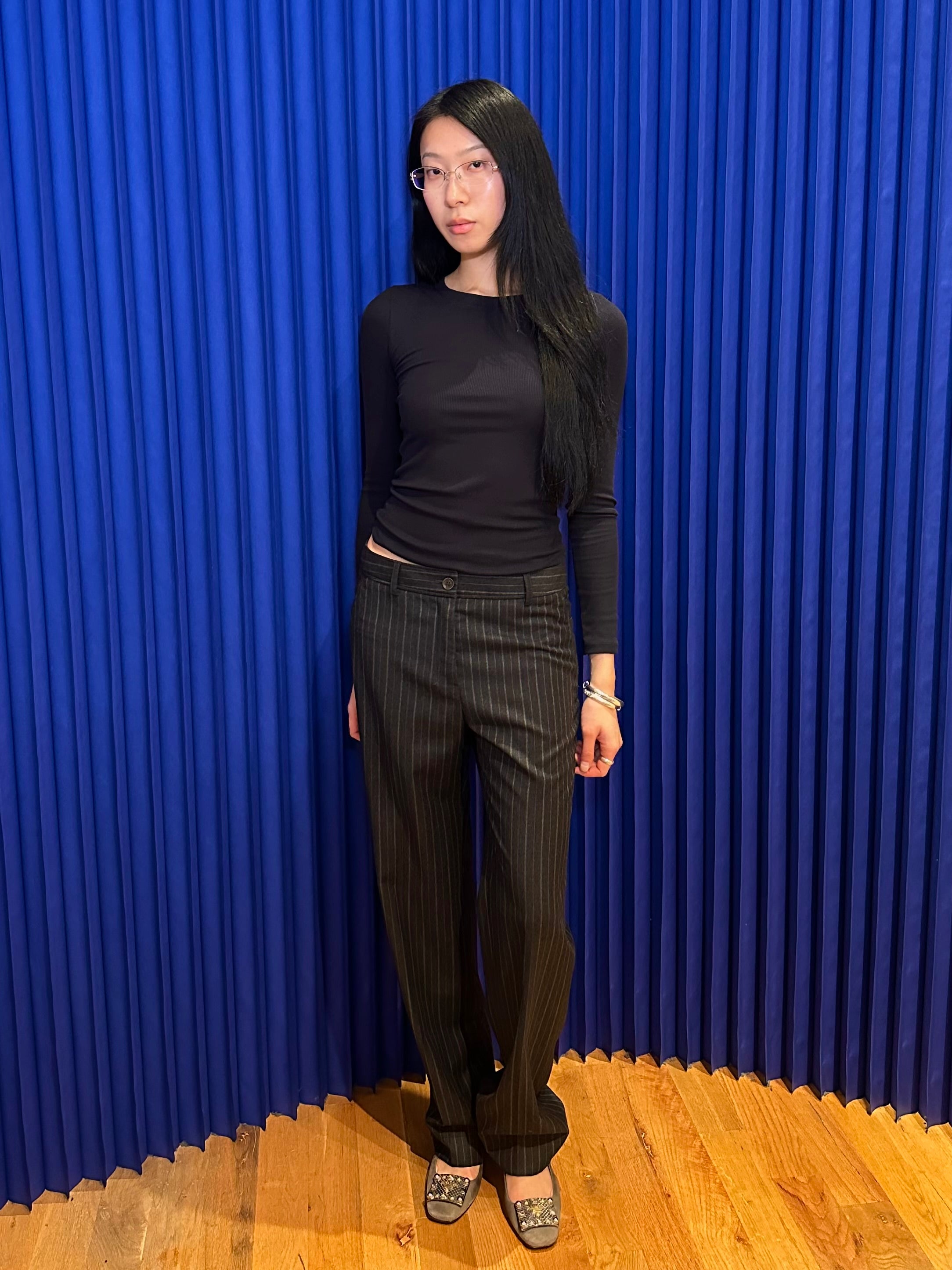 YSL RIVE GAUCHE WOOL STRIPED PANT