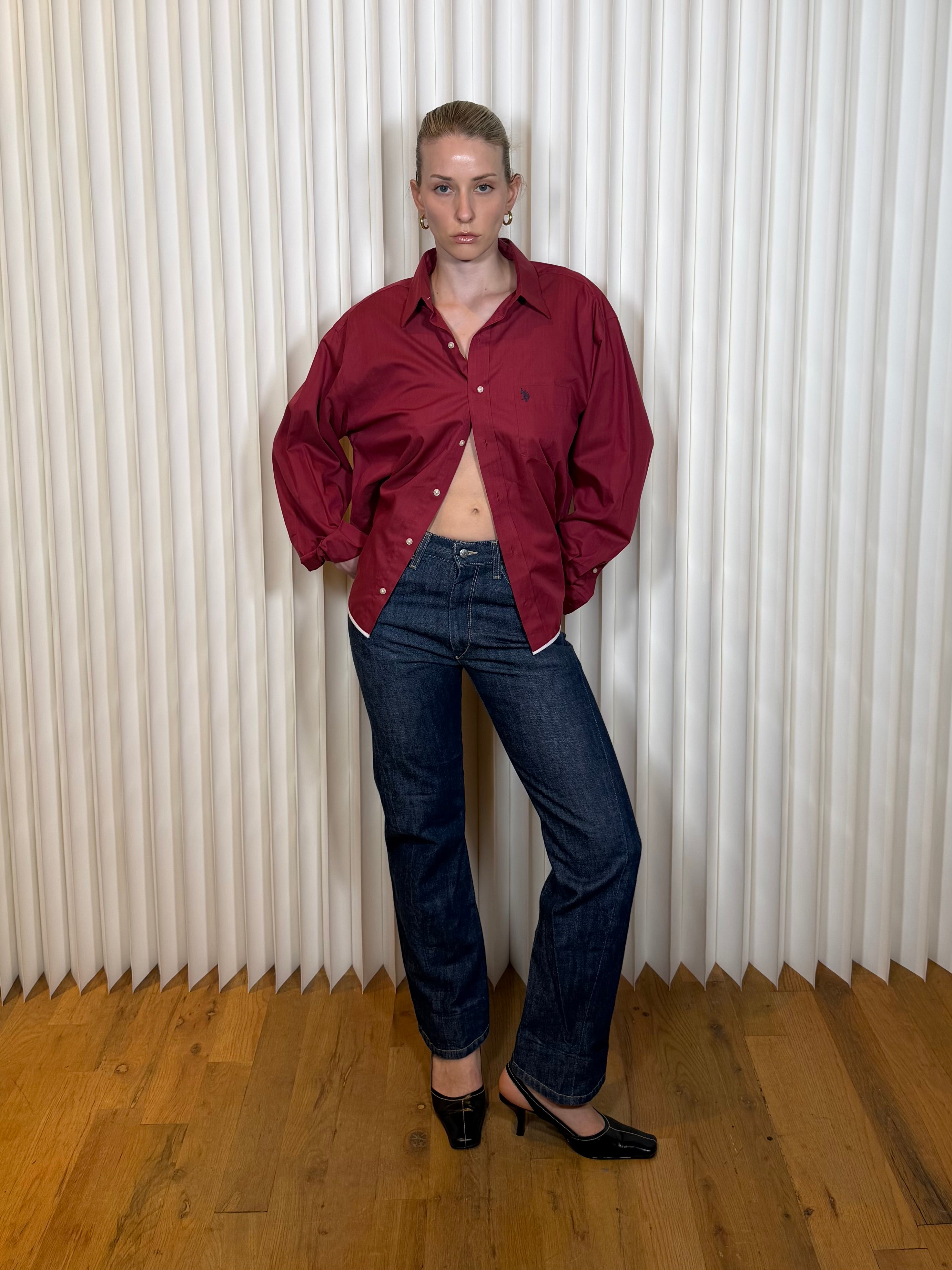 Frida Reworked Button Up ‘Red Polo’