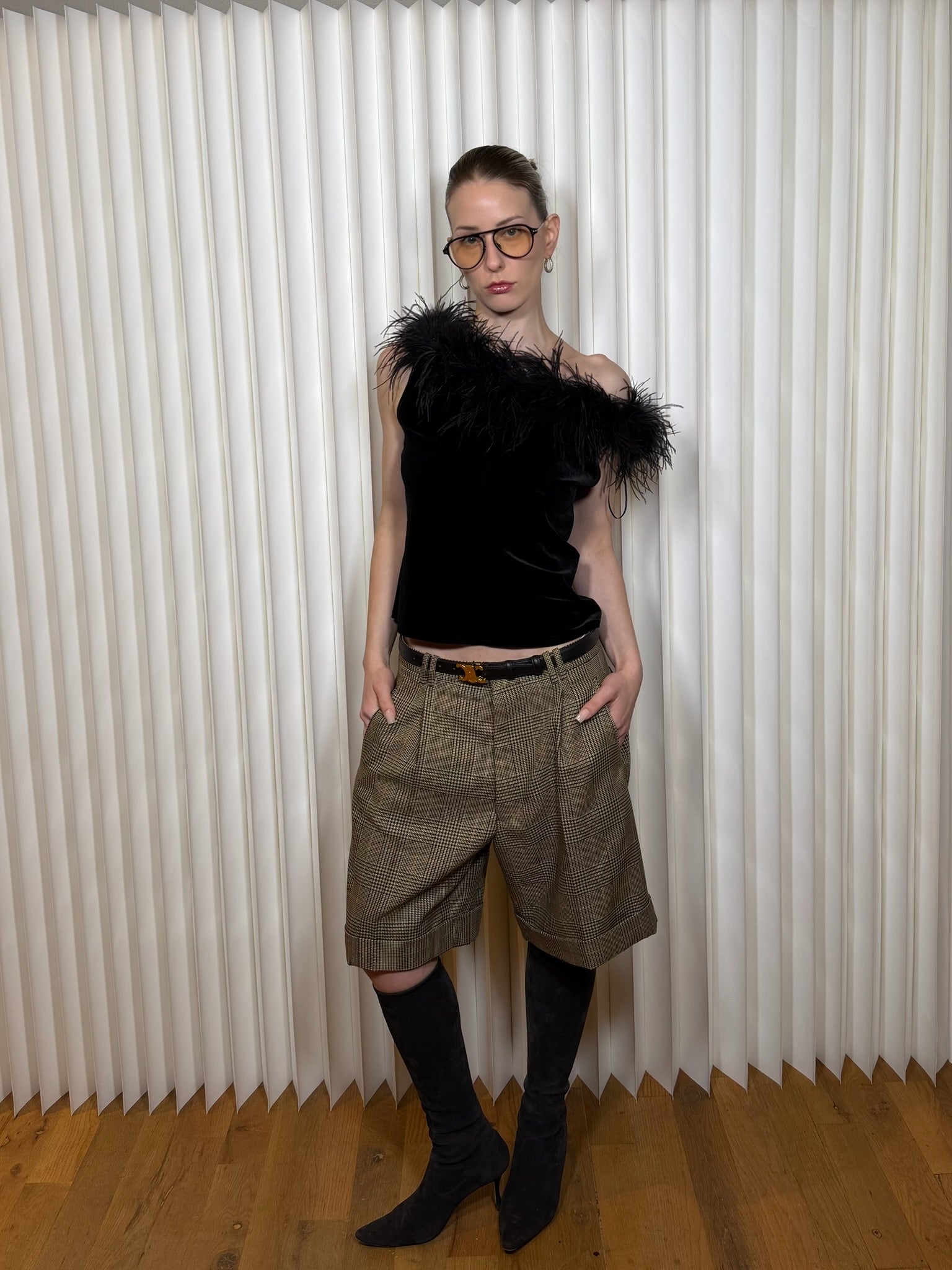 Maison Margiela Pleated Tartan Plaid Shorts