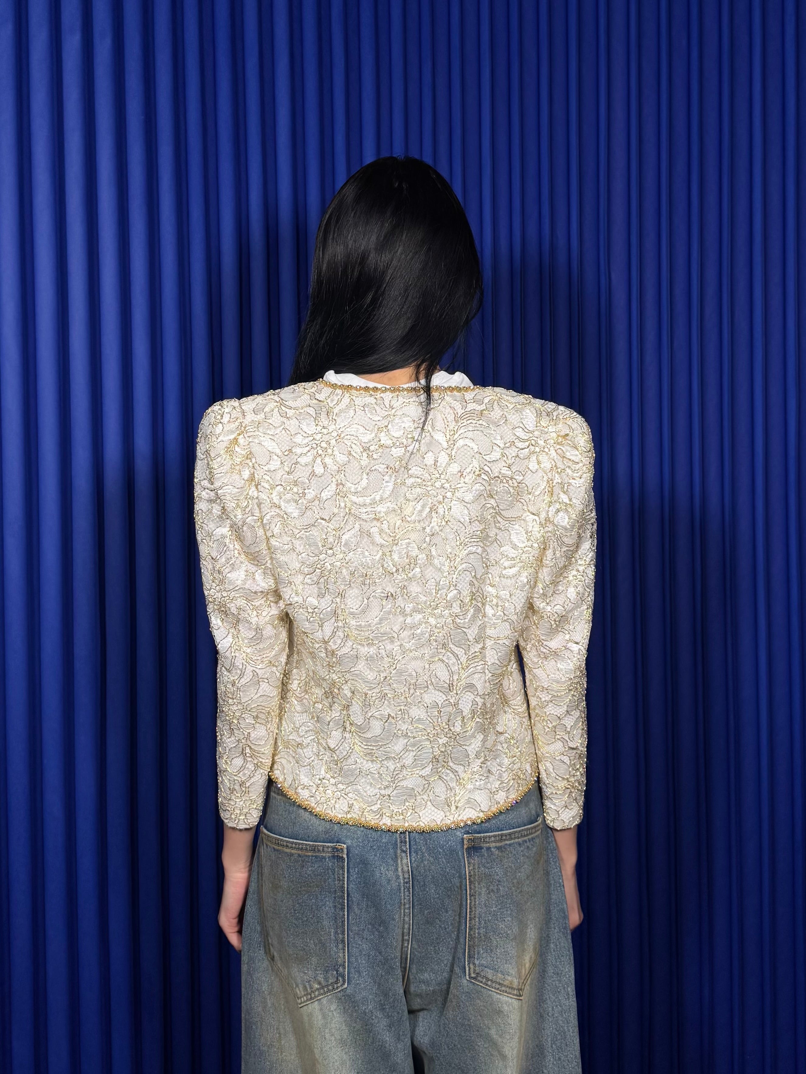Vintage Givenchy Lace/Beaded Evening jacket ‘White & Gold’