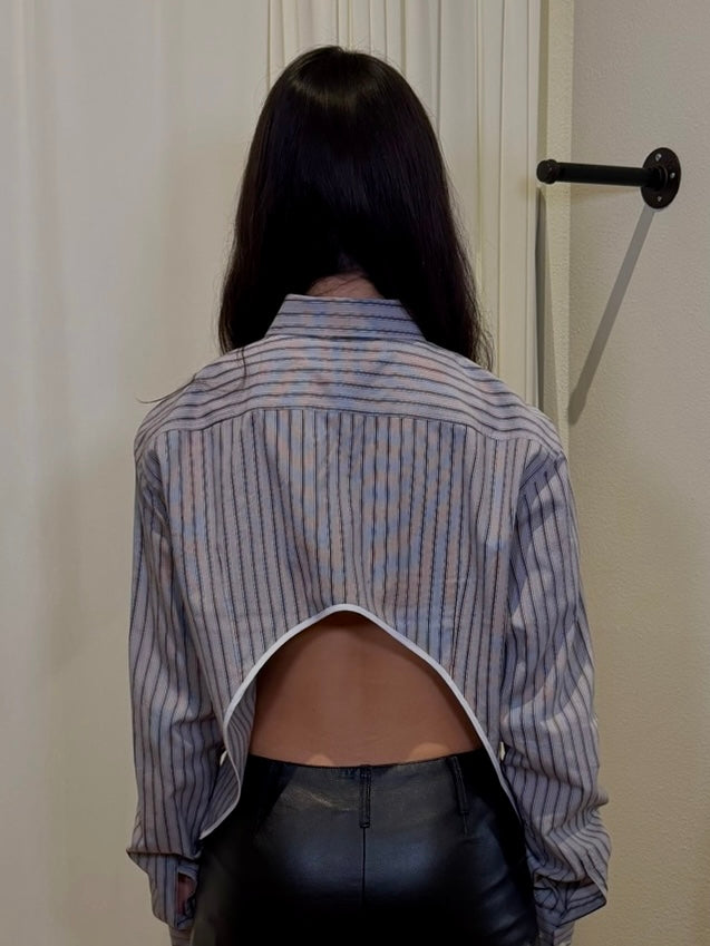 Frida Reworked Button Up ‘Striped Grey’