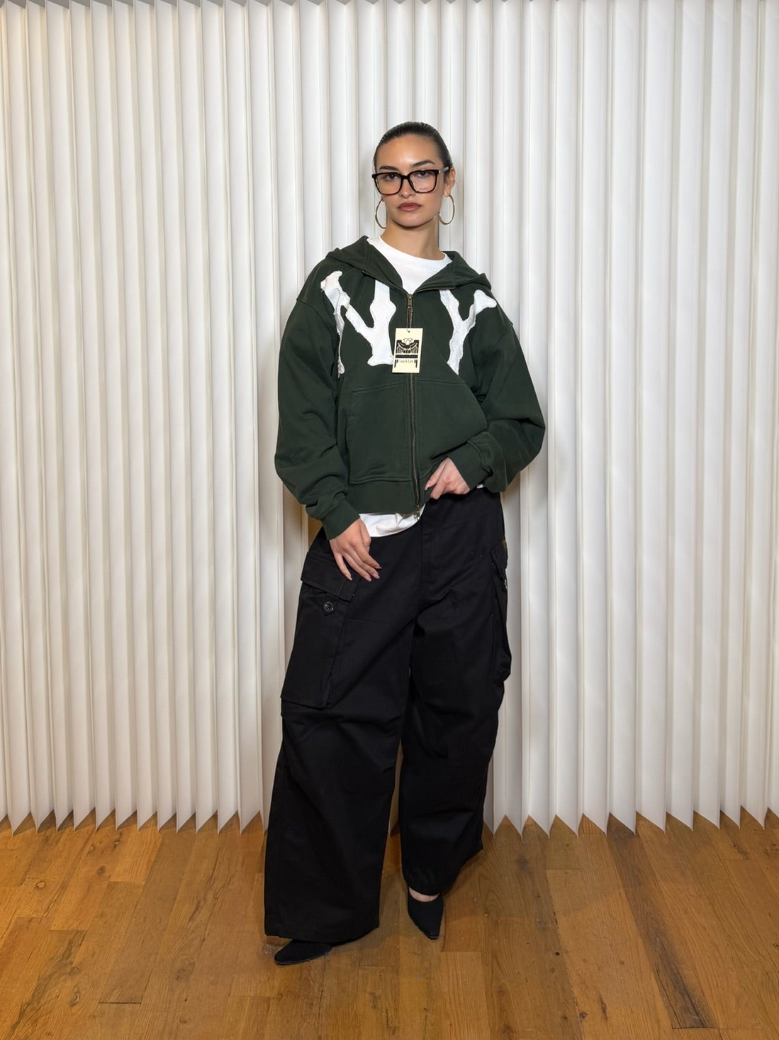 Casa De Lipa Dark Green NY Zip Up Hoodie