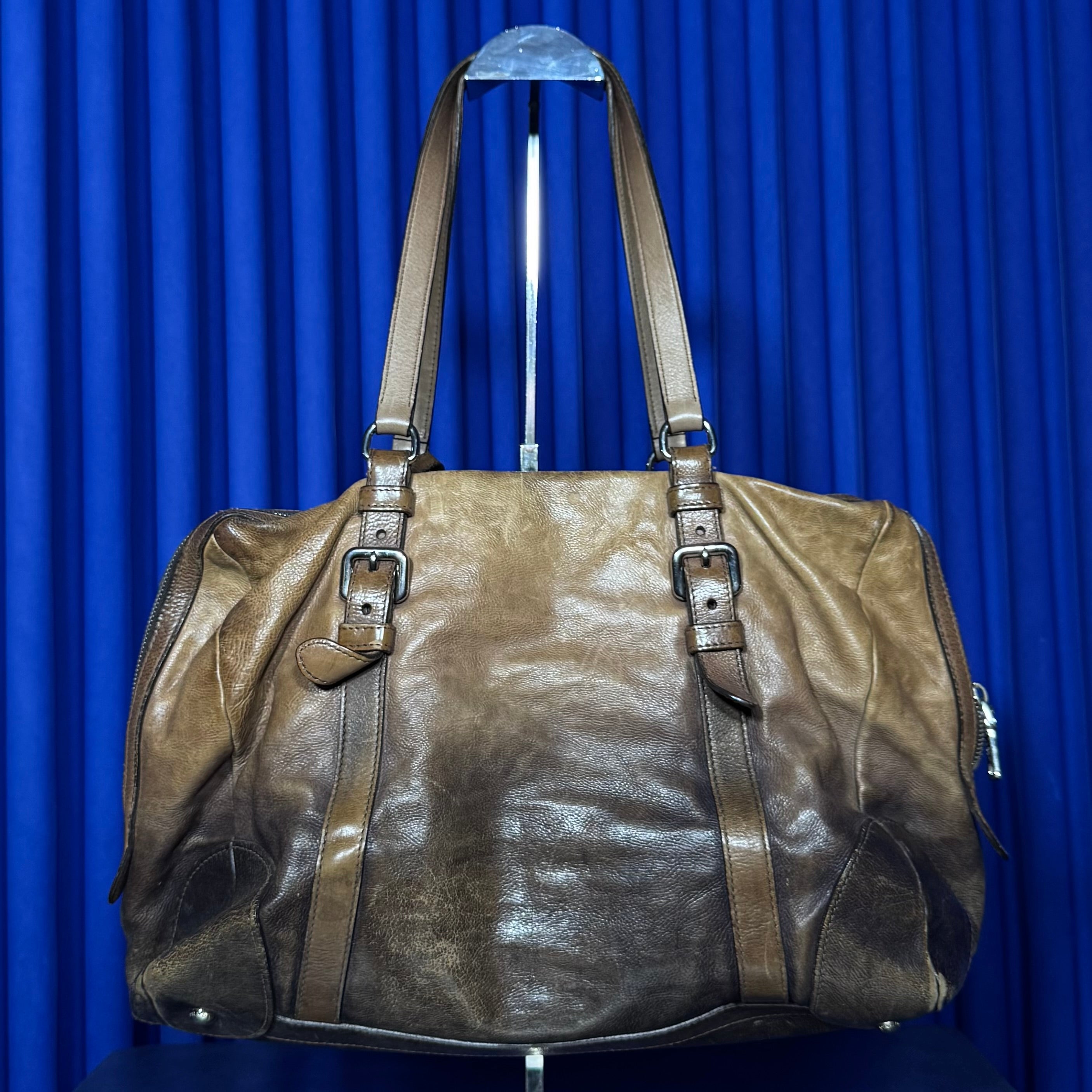 PRADA OMBRE GLACE CALF BUCKLE TOTE