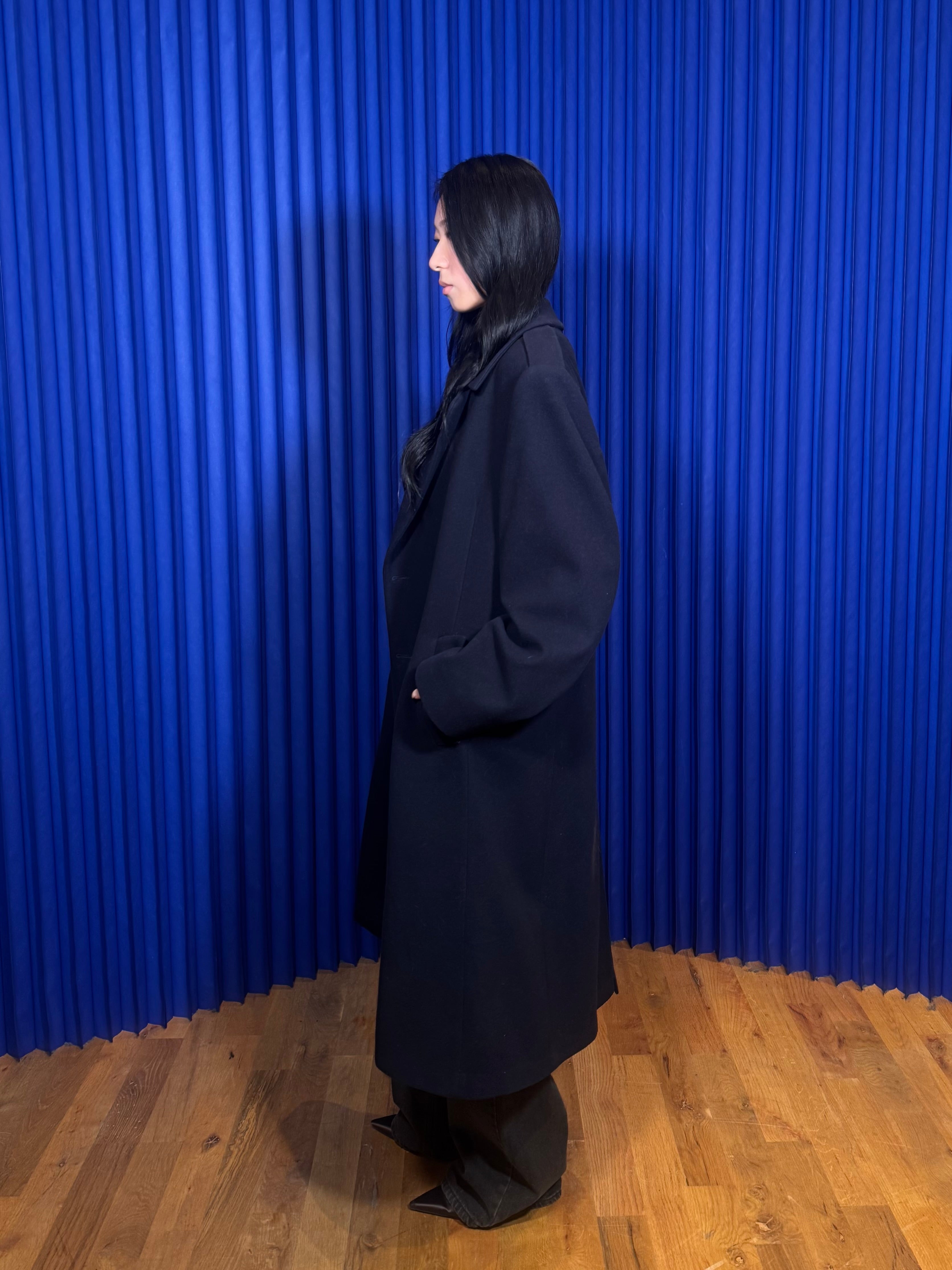 Navy Blue Wool Trench