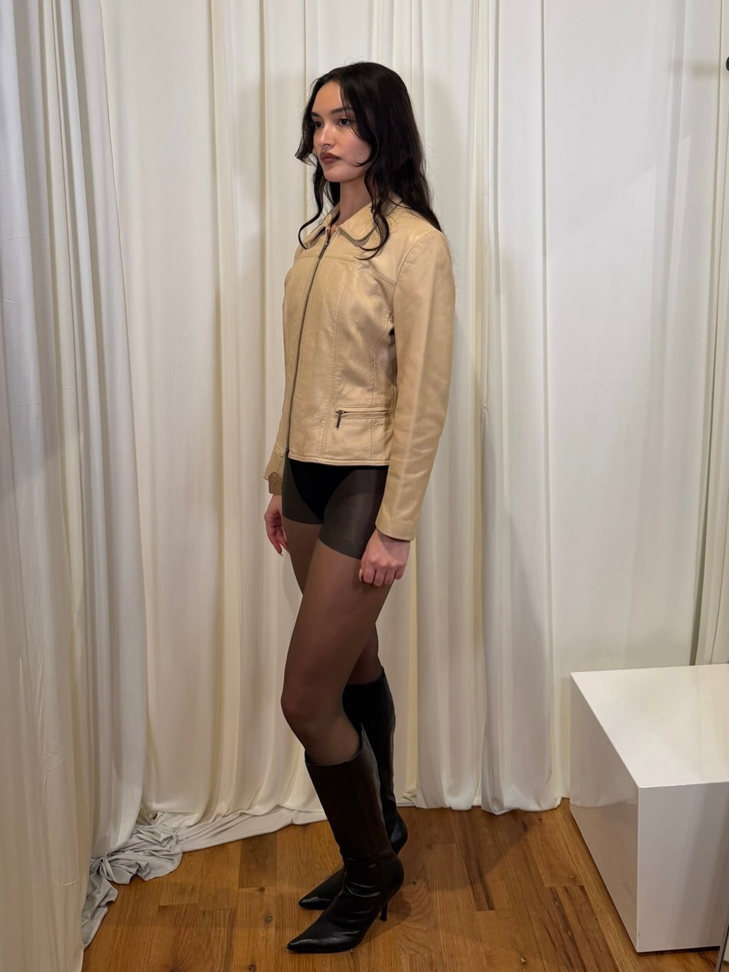 ID Collection Cream Leather Jacket