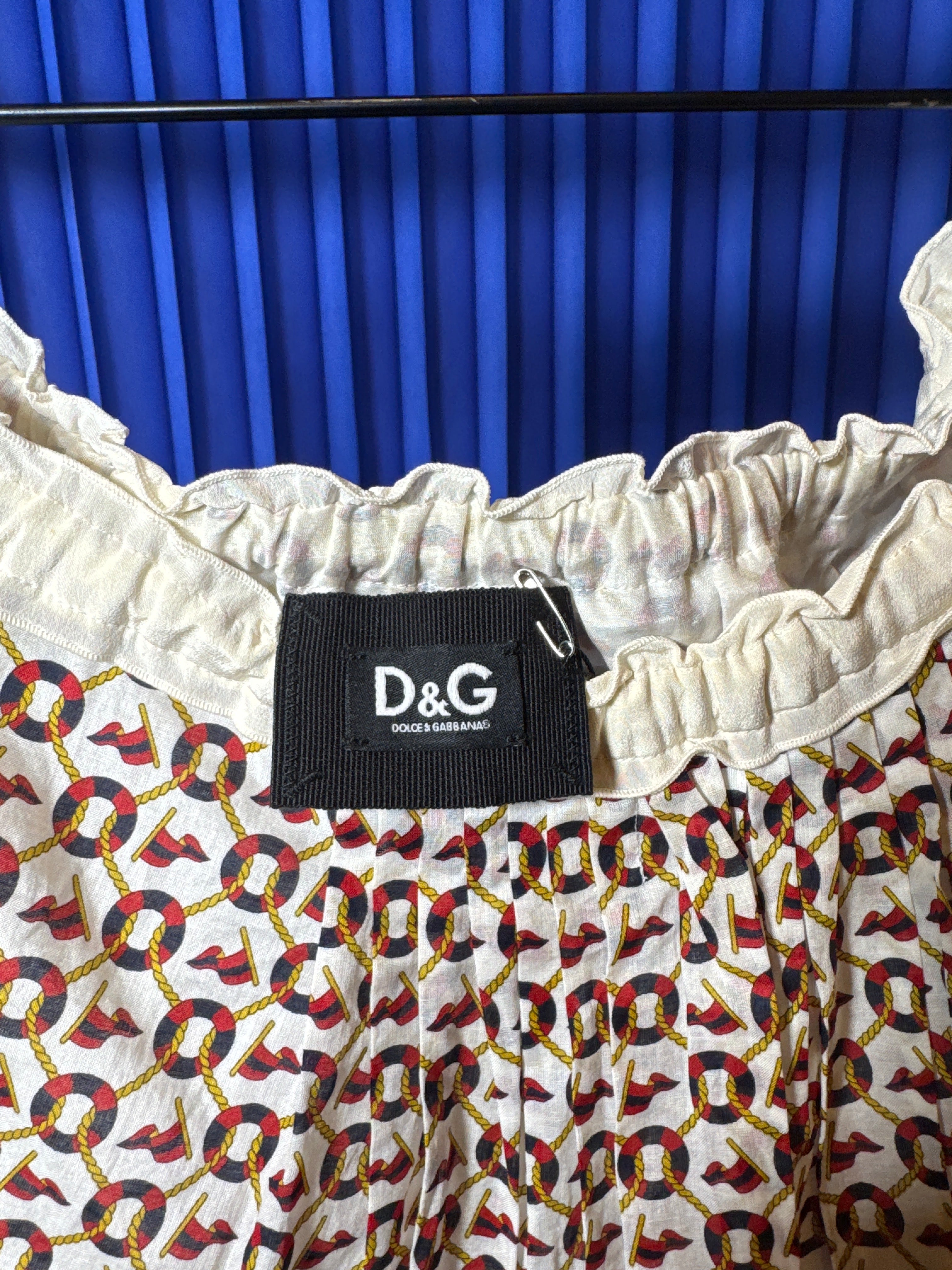D&G NAUTICAL PRINT PLEATED MINI SKIRT