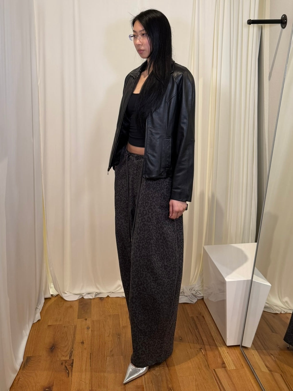 Free Market Roof Cheetah Print Wide Pants