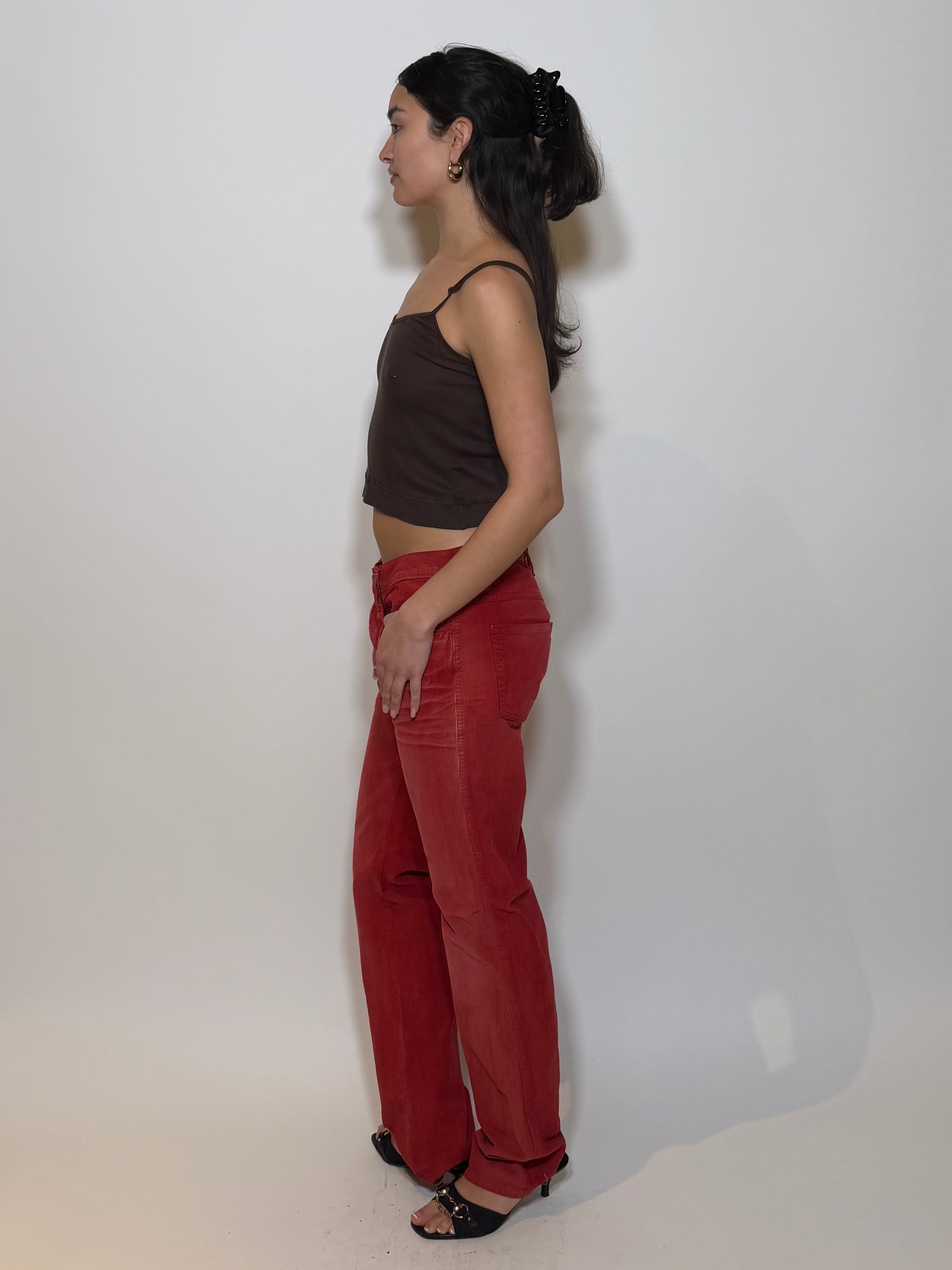 Gucci Corduroy Red Straight Pants