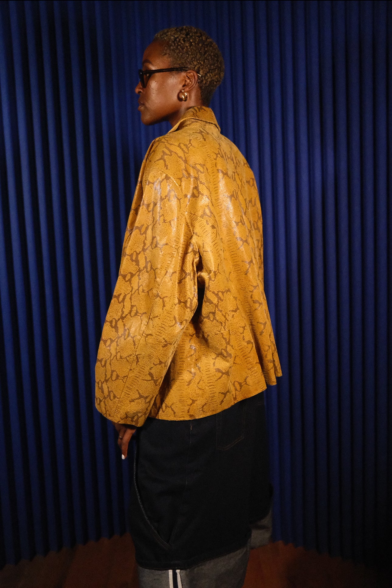 JERRY LEWIS LEATHER SNAKESKIN BLAZER