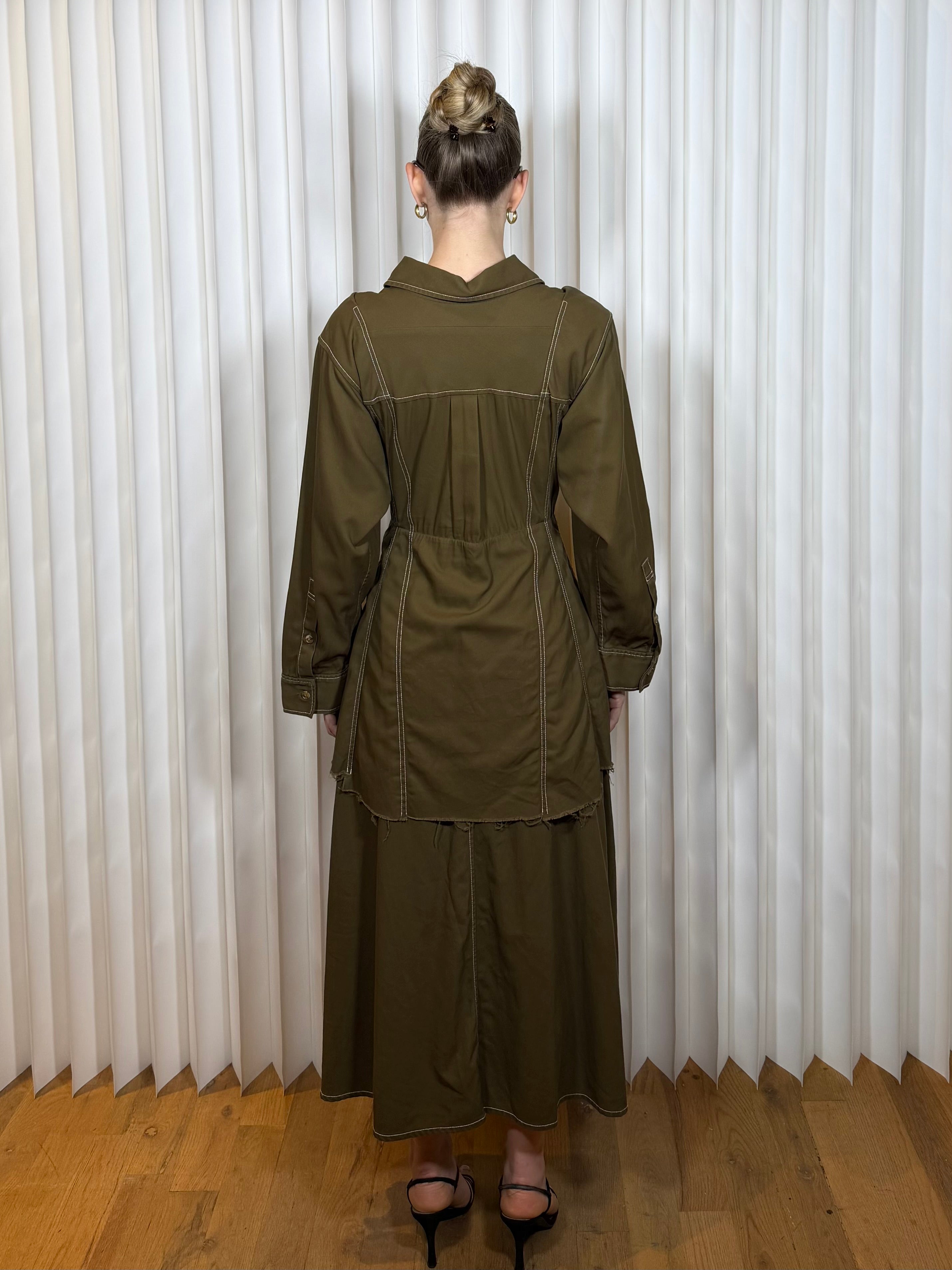 Maison Mihara Yasuhiro Double Layered Olive L/S Dress