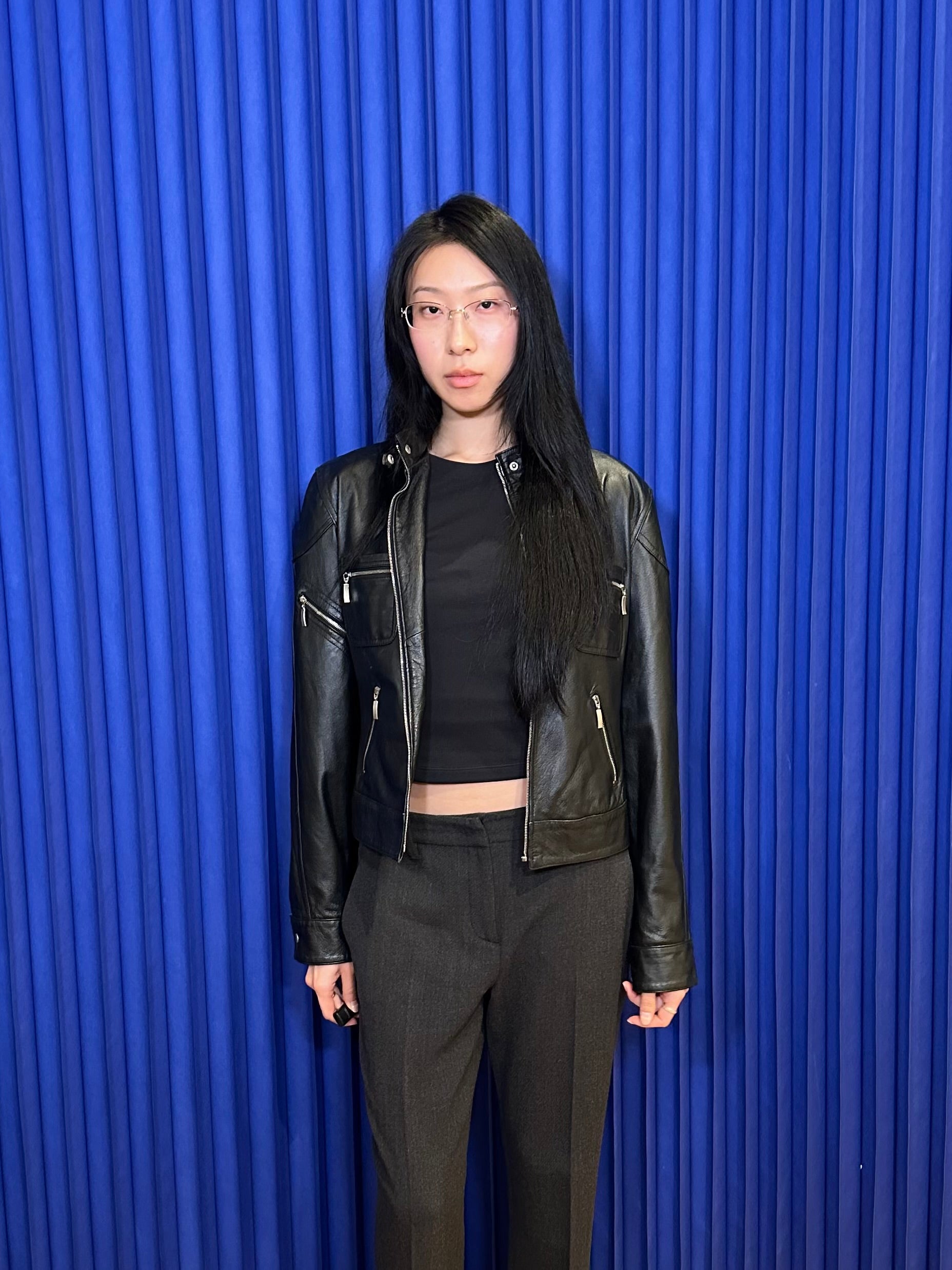 Clio Black Leather Biker Jacket