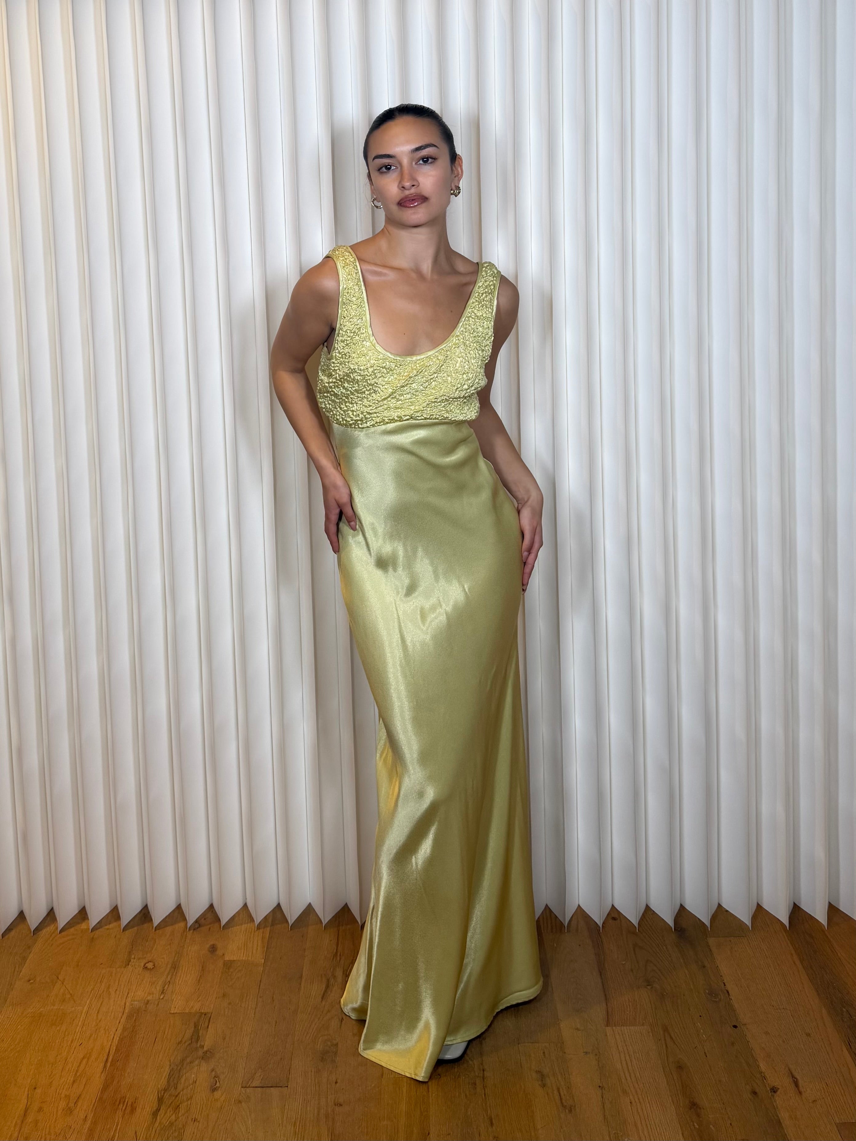 Cache Yellow Satin Gown