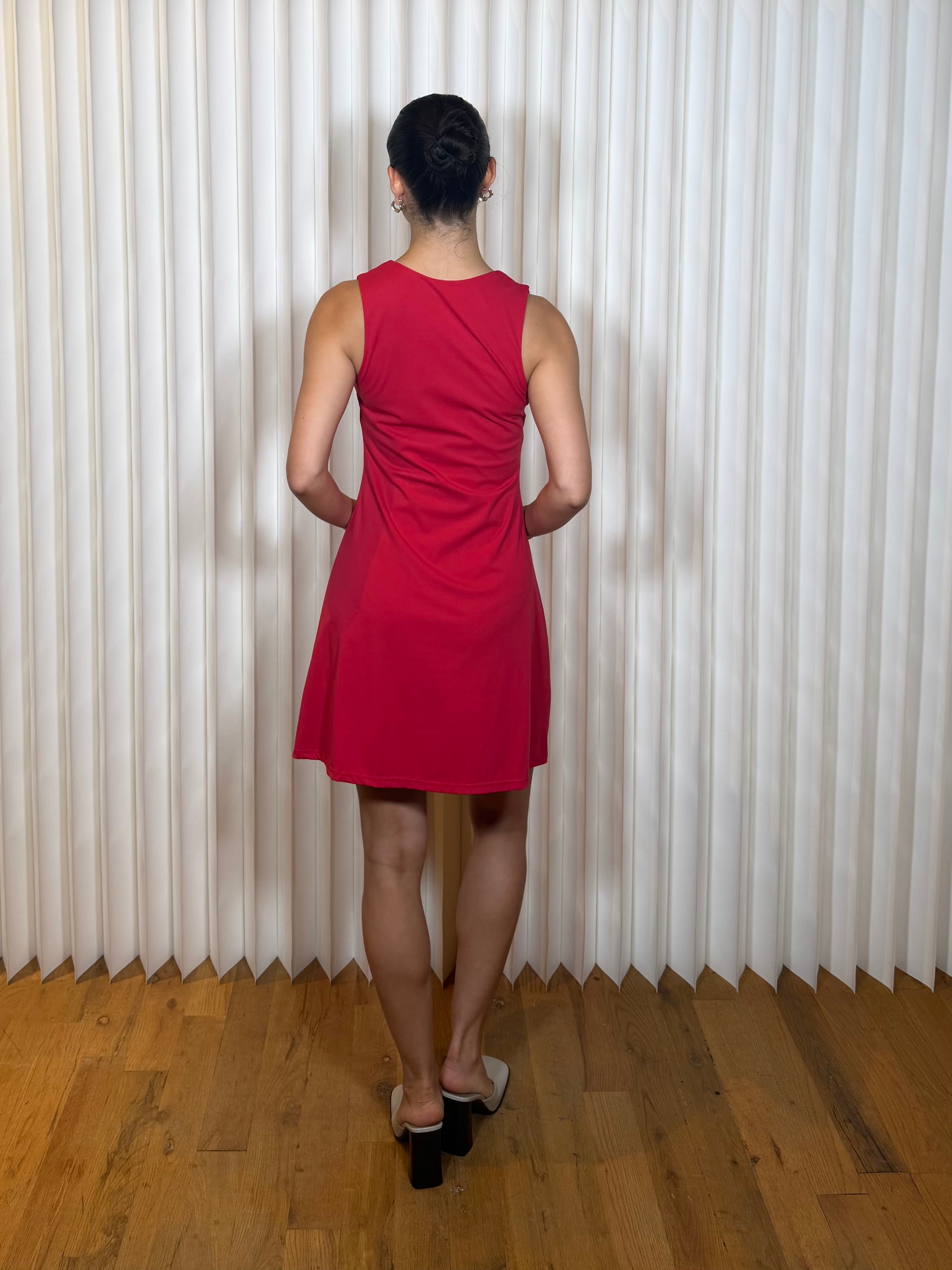 Qinsen Red Mini Dress