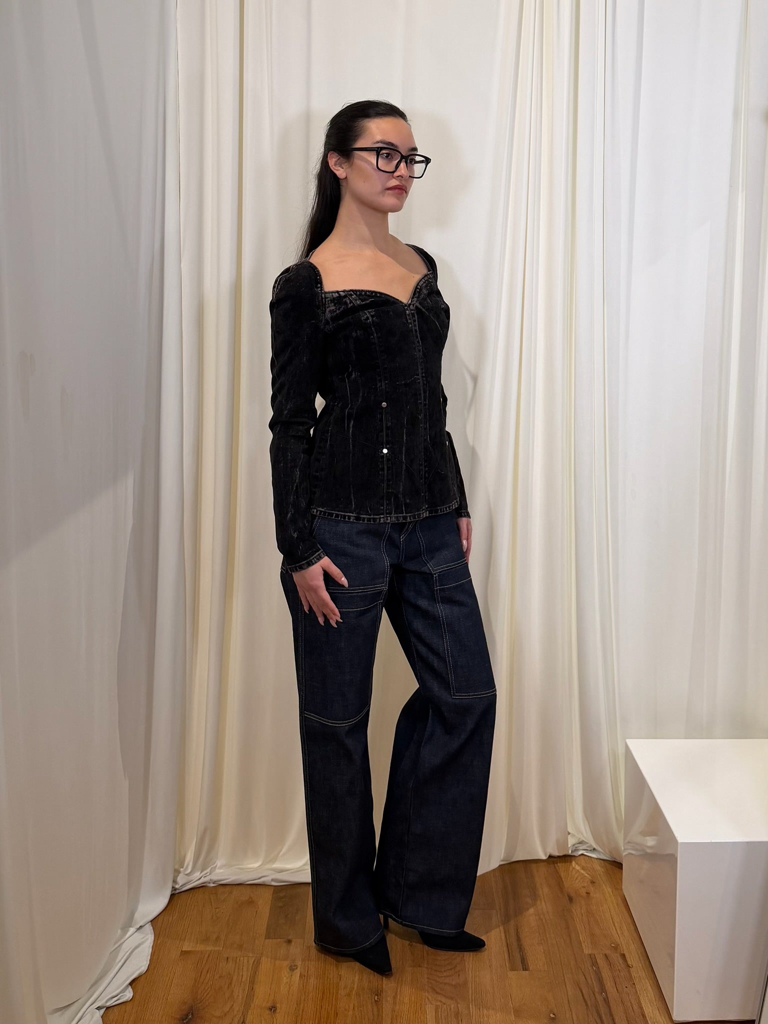 STELLA MCCARTNEY V-NECK DENIM TOP