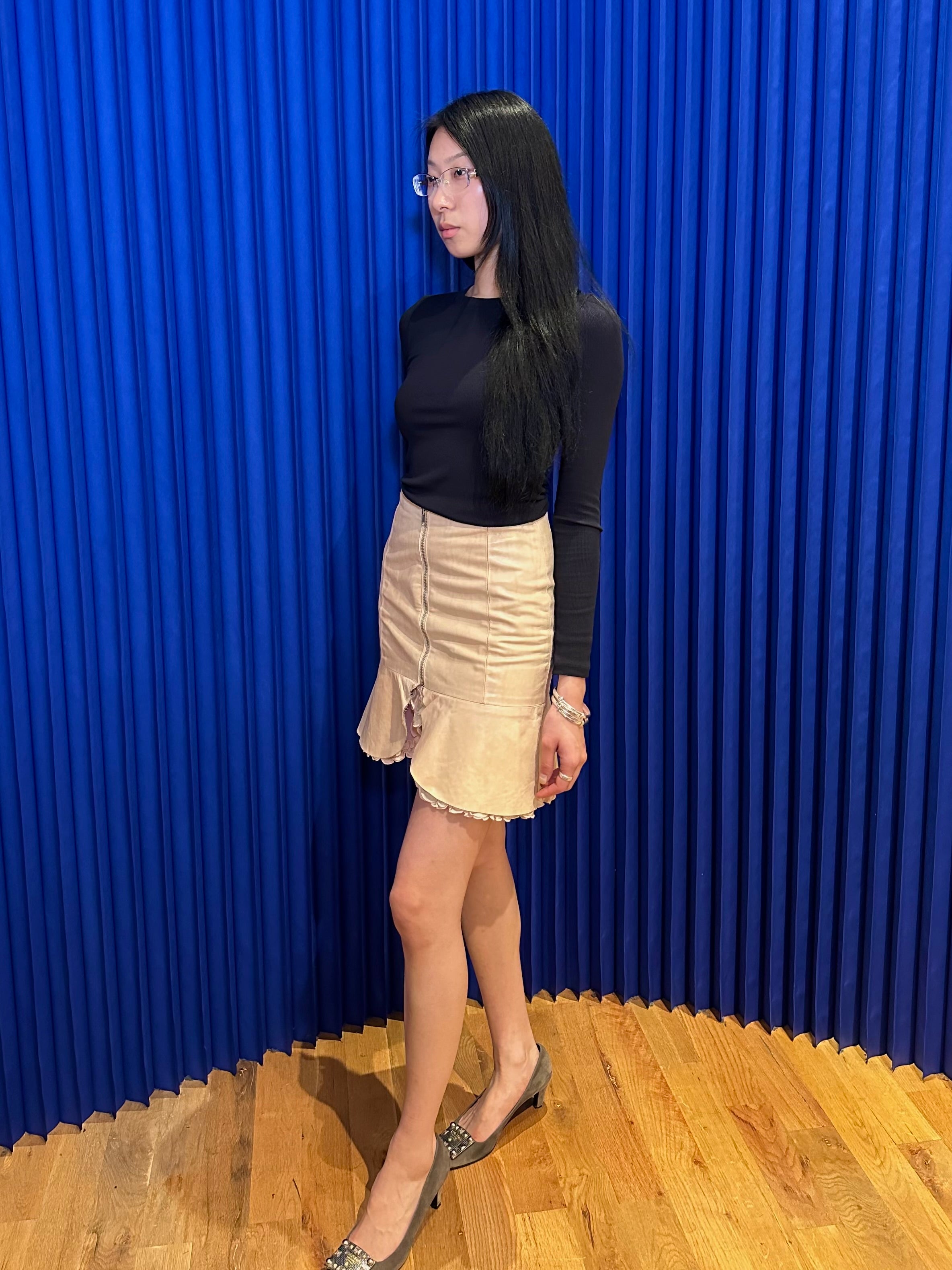 Rebecca Taylor Blush Leather Skirt