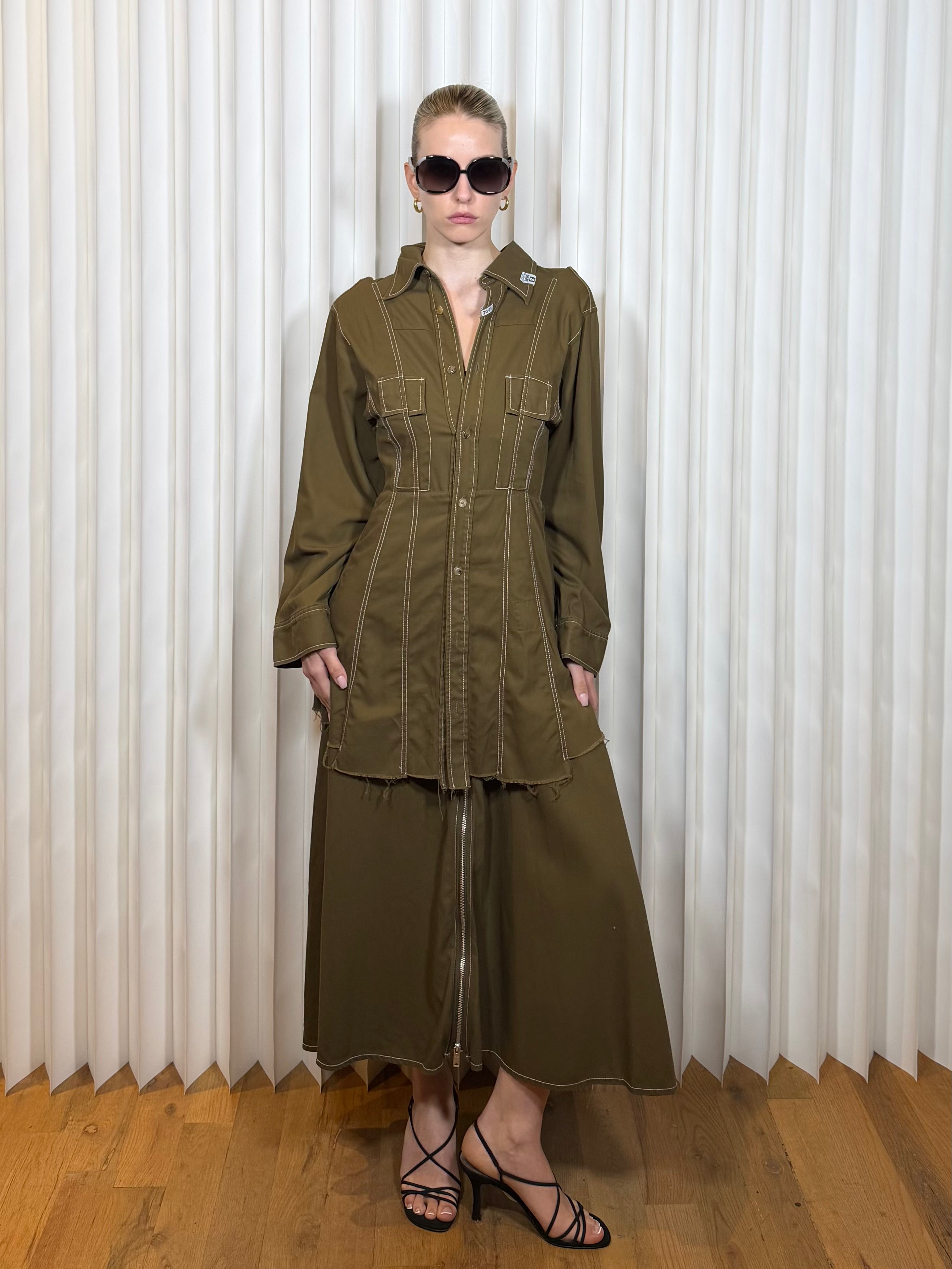 Maison Mihara Yasuhiro Double Layered Olive L/S Dress