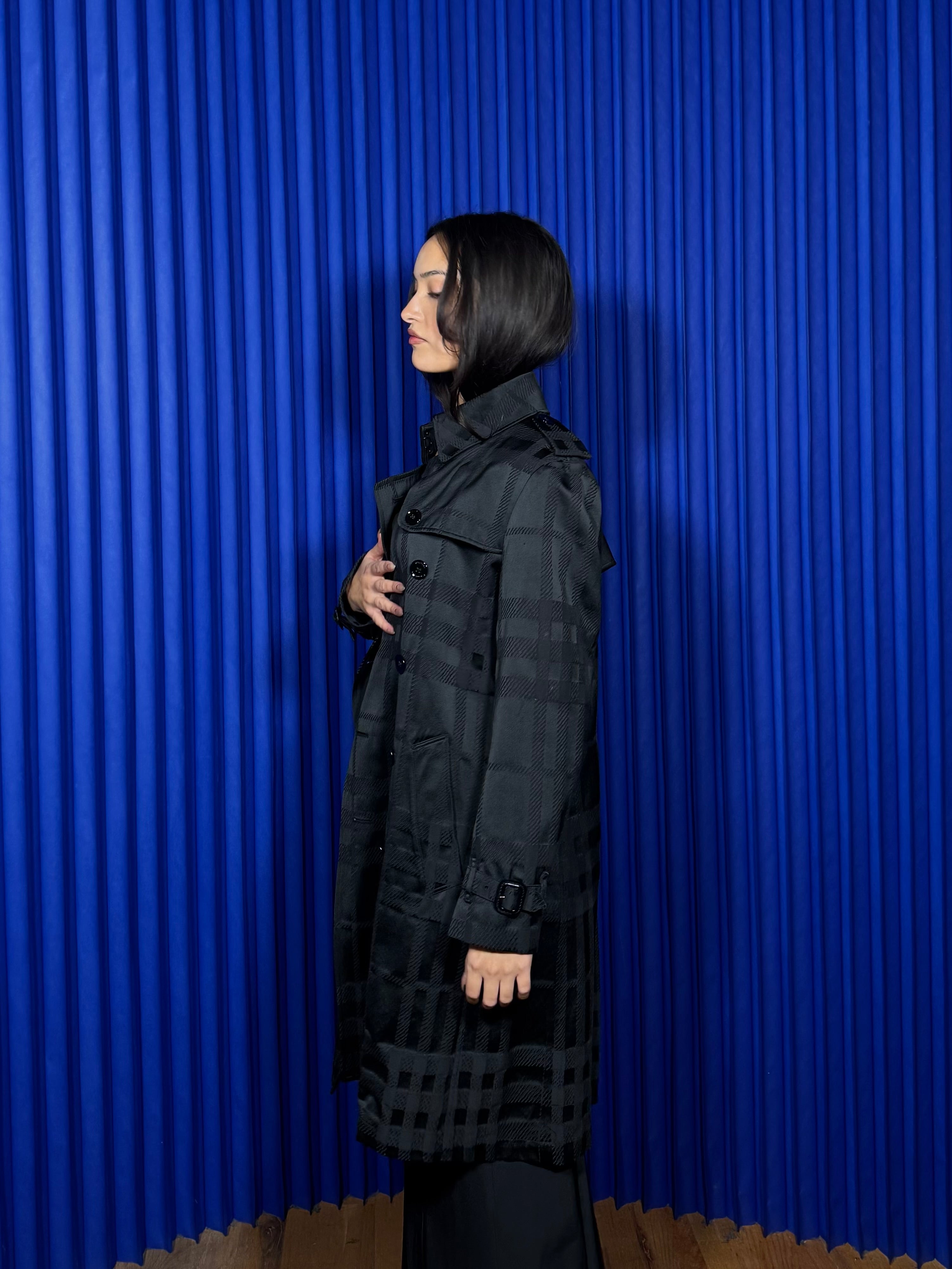 BURBERRY LONDON PLAID TRENCH ‘BLACK’