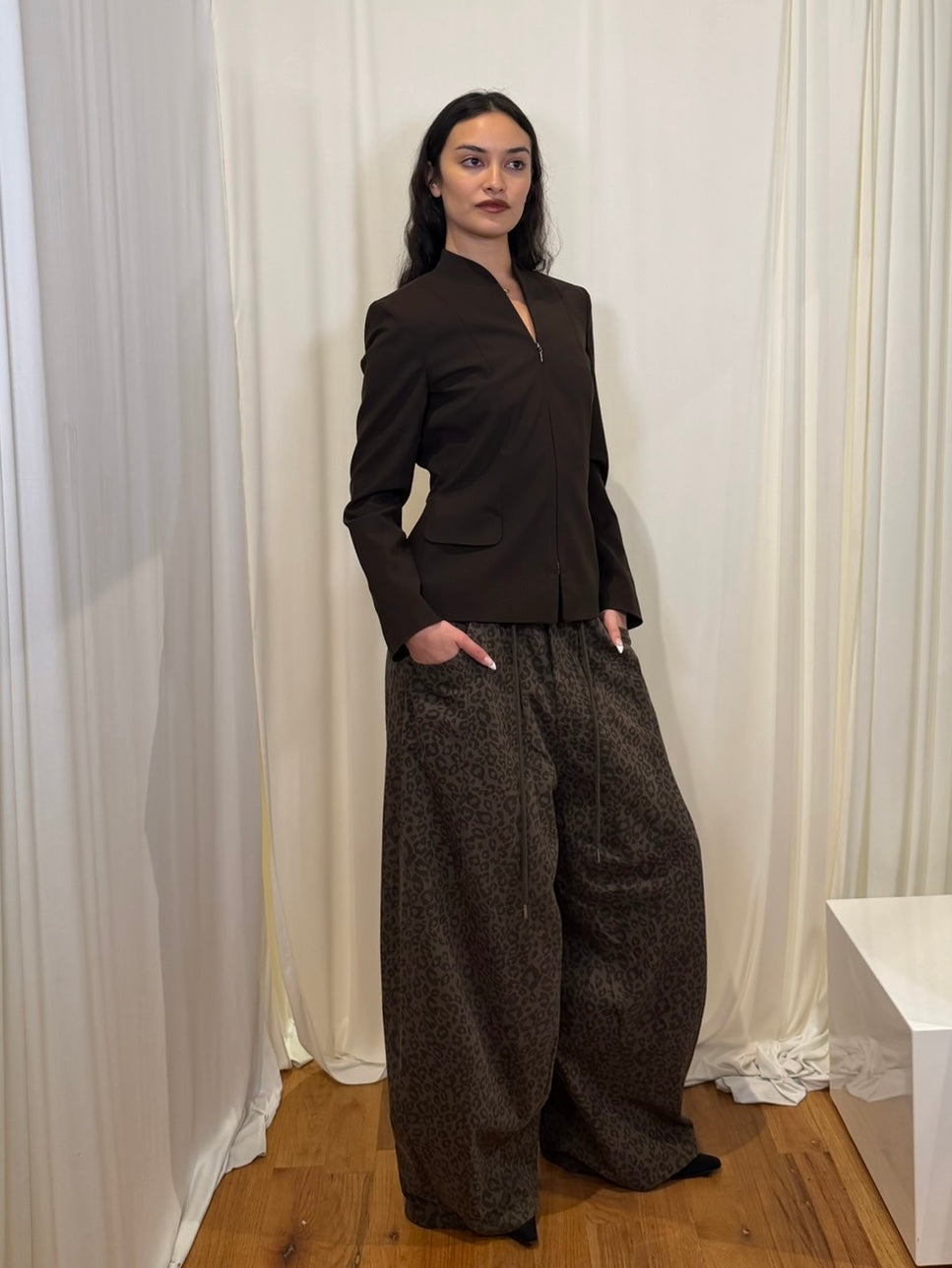 Free Market Roof Cheetah Print Wide Pants