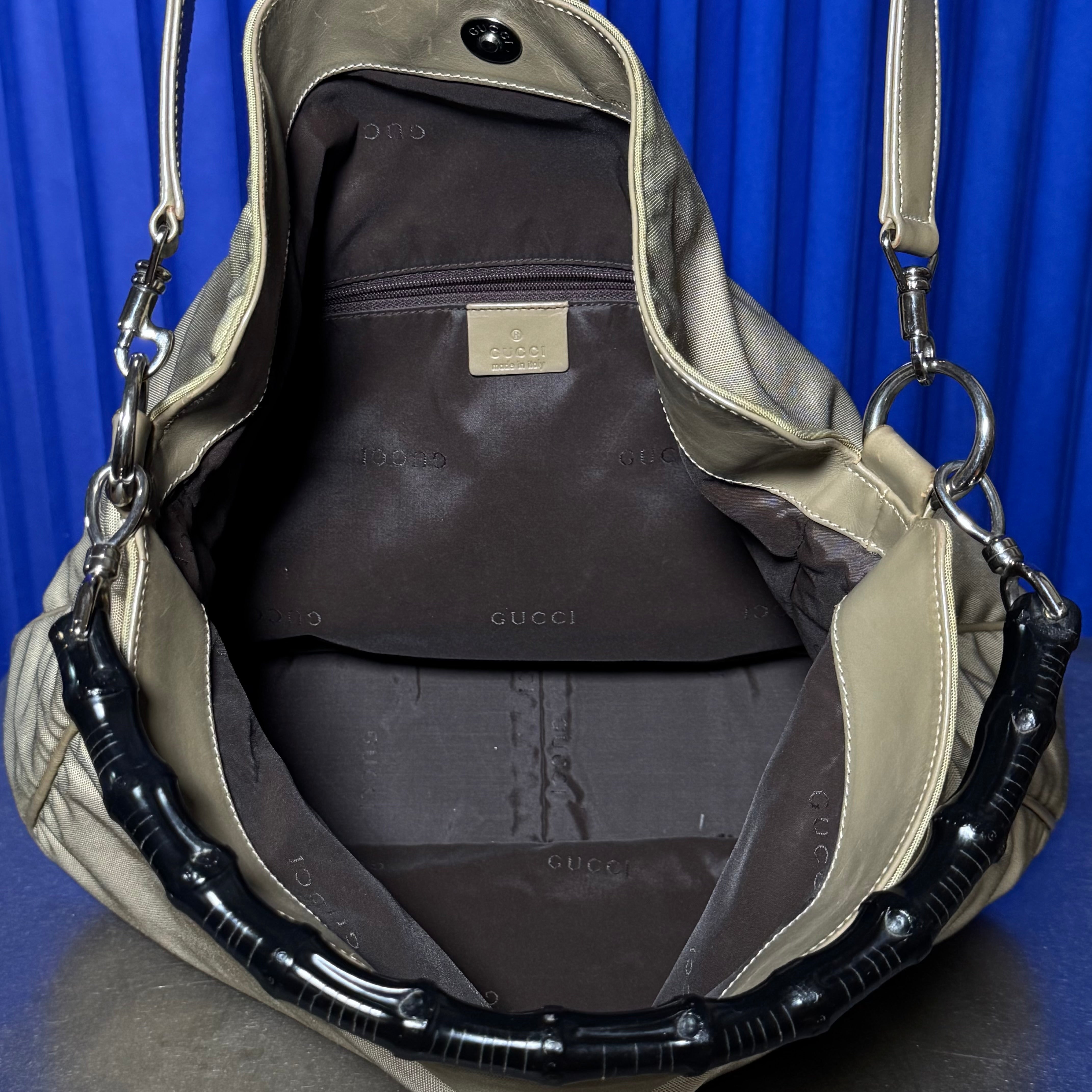 GUCCI NYLON BAMBOO HOBO BAG