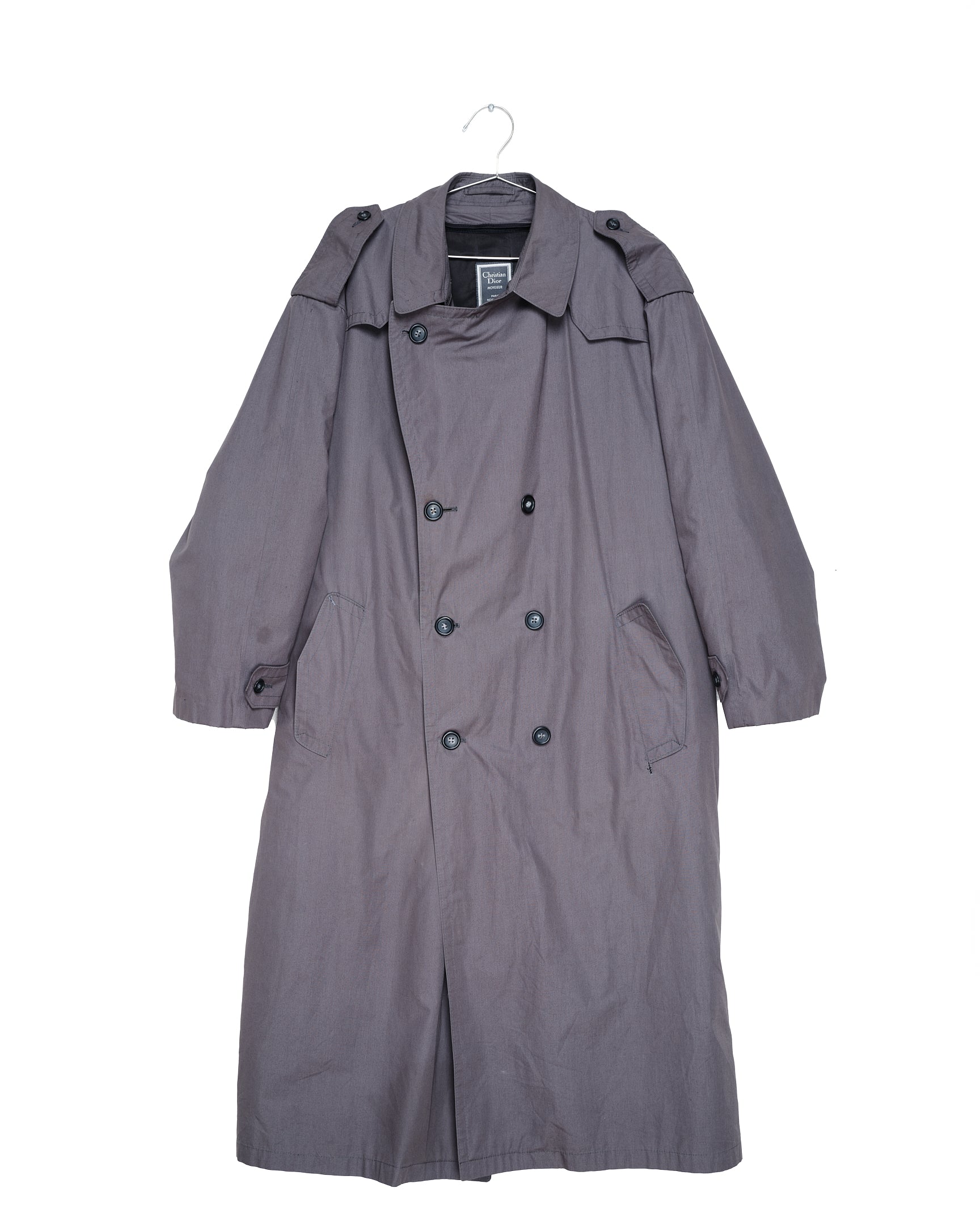 Slate Gray Belted Trench Coat