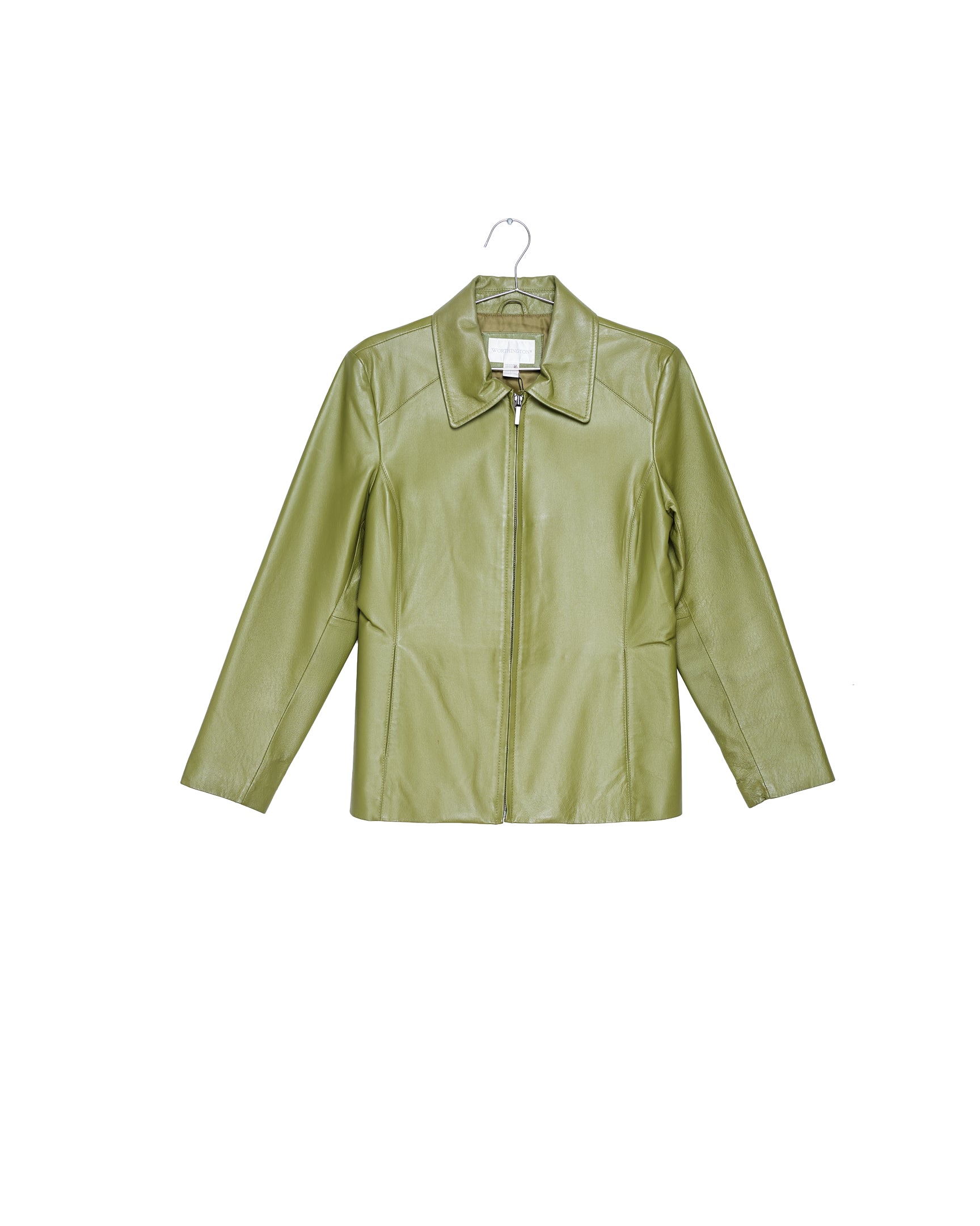 Verdant Field Collared Leather Jacket