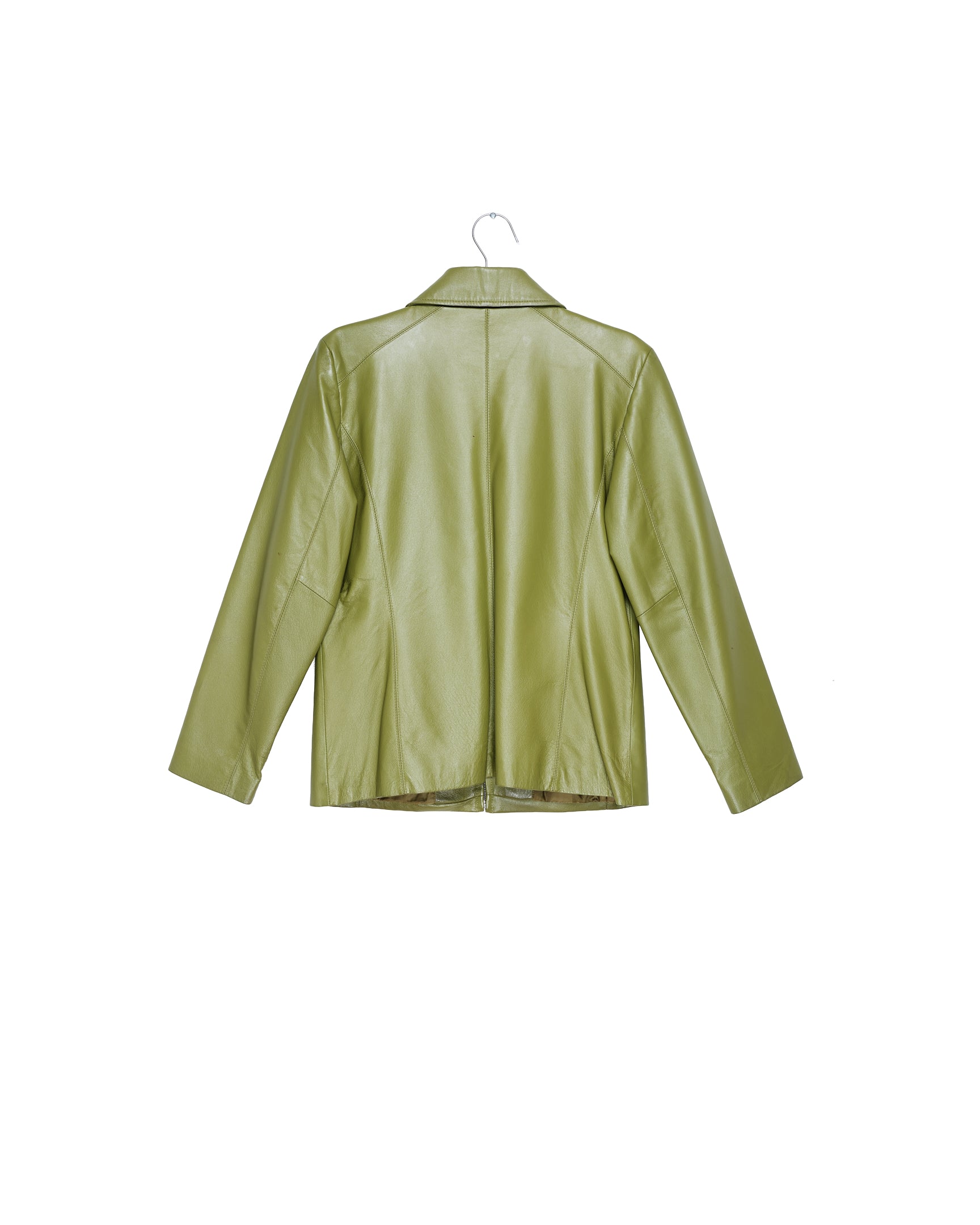 Verdant Field Collared Leather Jacket