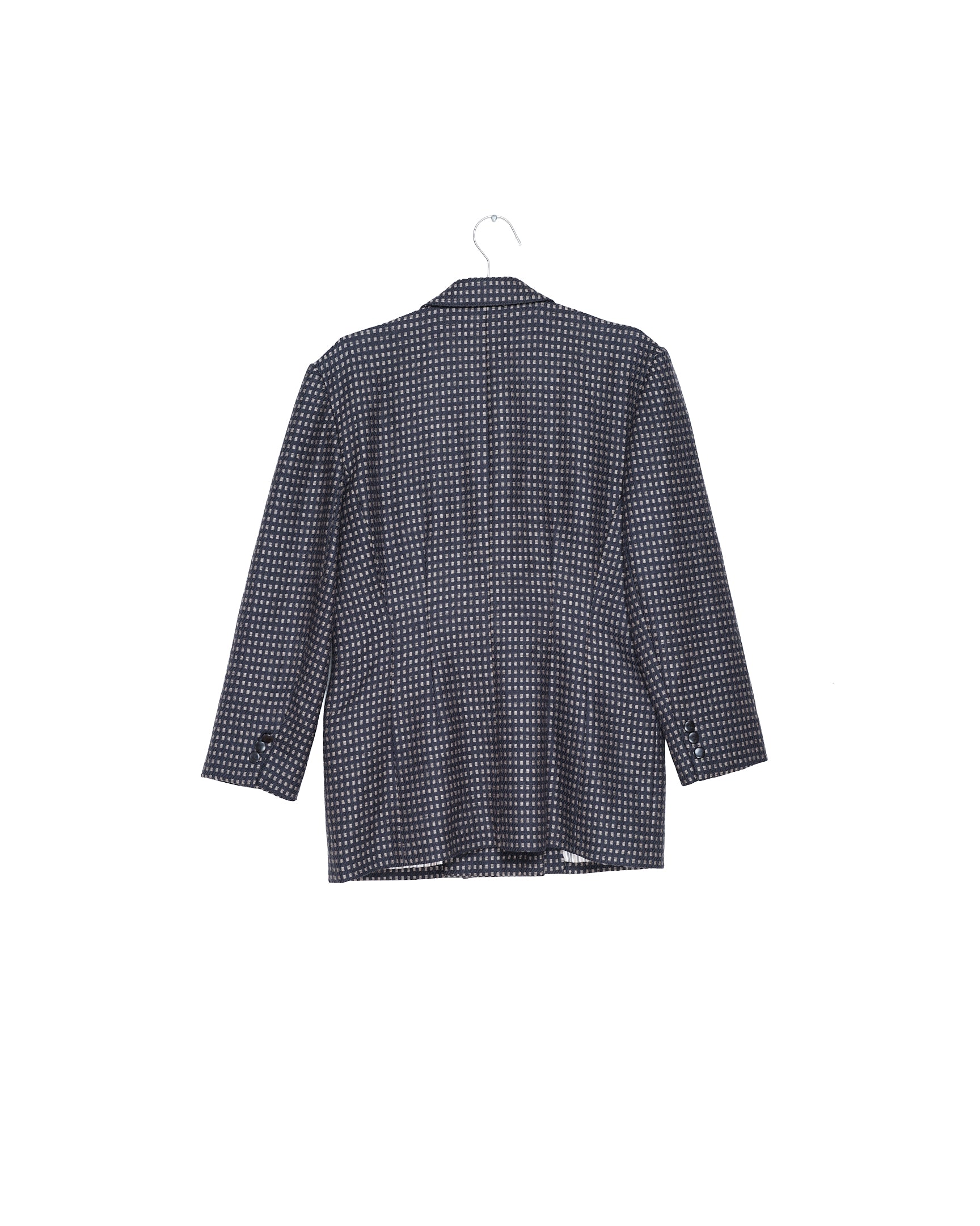Houndstooth Wool Double-Breasted Blazer