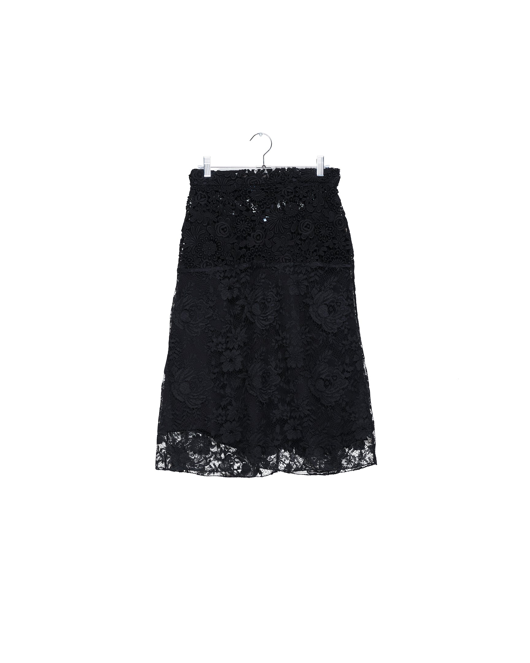 Embroidered Floral Lace Midi Skirt