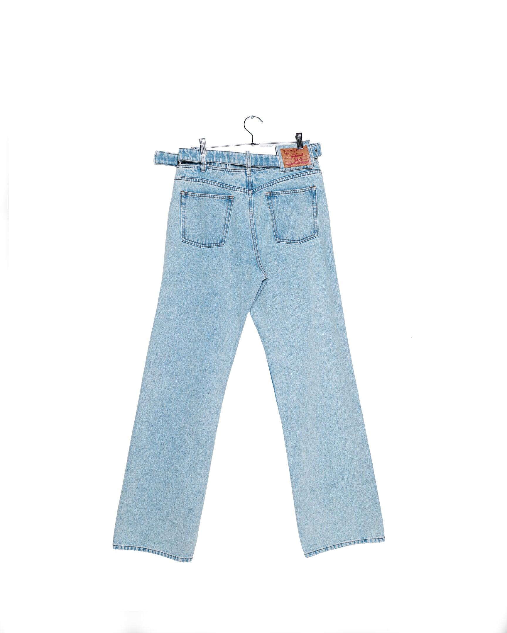 Conceptual Light Wash High-Waist Belt Loop Jeans