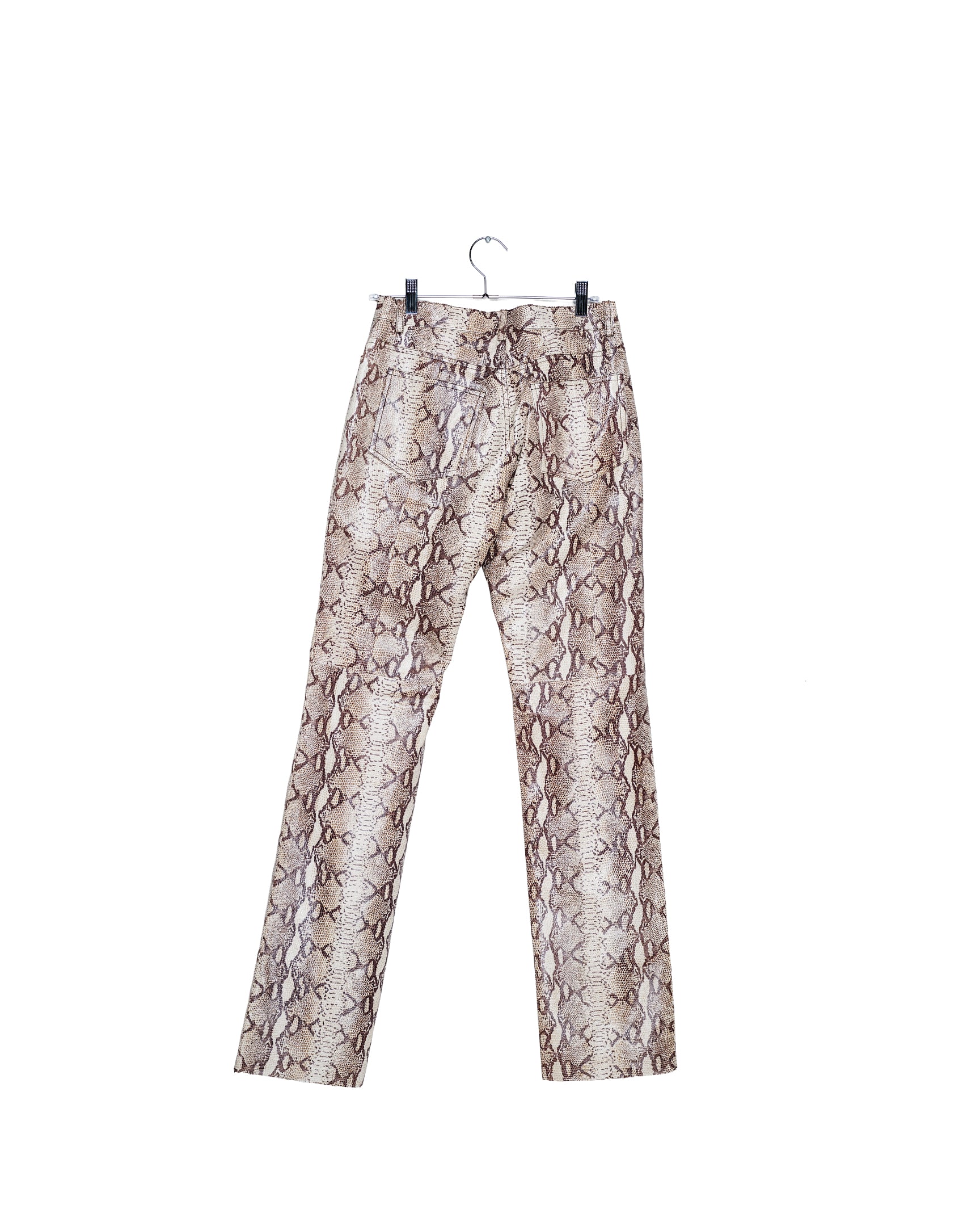 Vintage Coated Python-Print Skinny Trousers