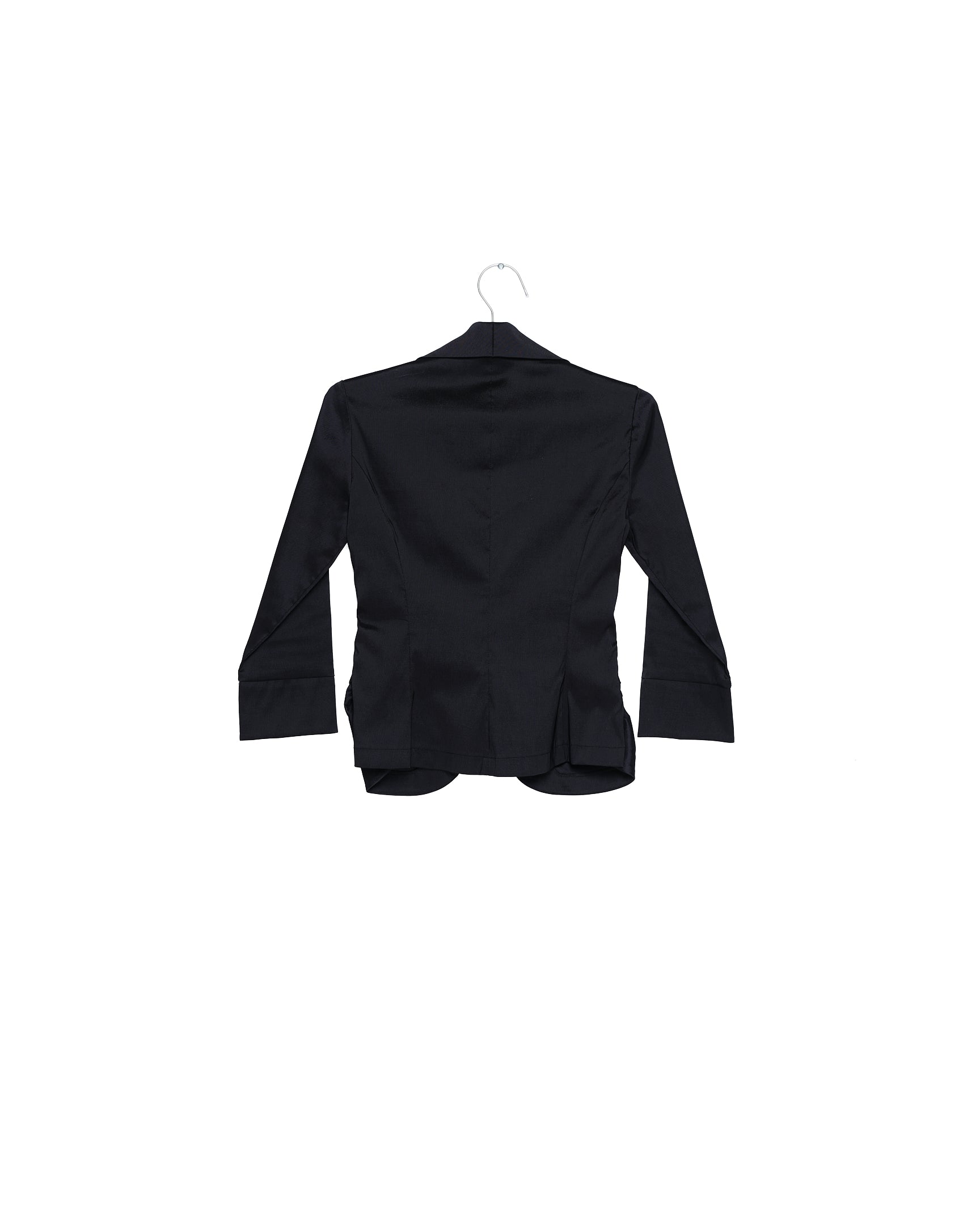 Noir Button-Front Ruched Jersey Blouse