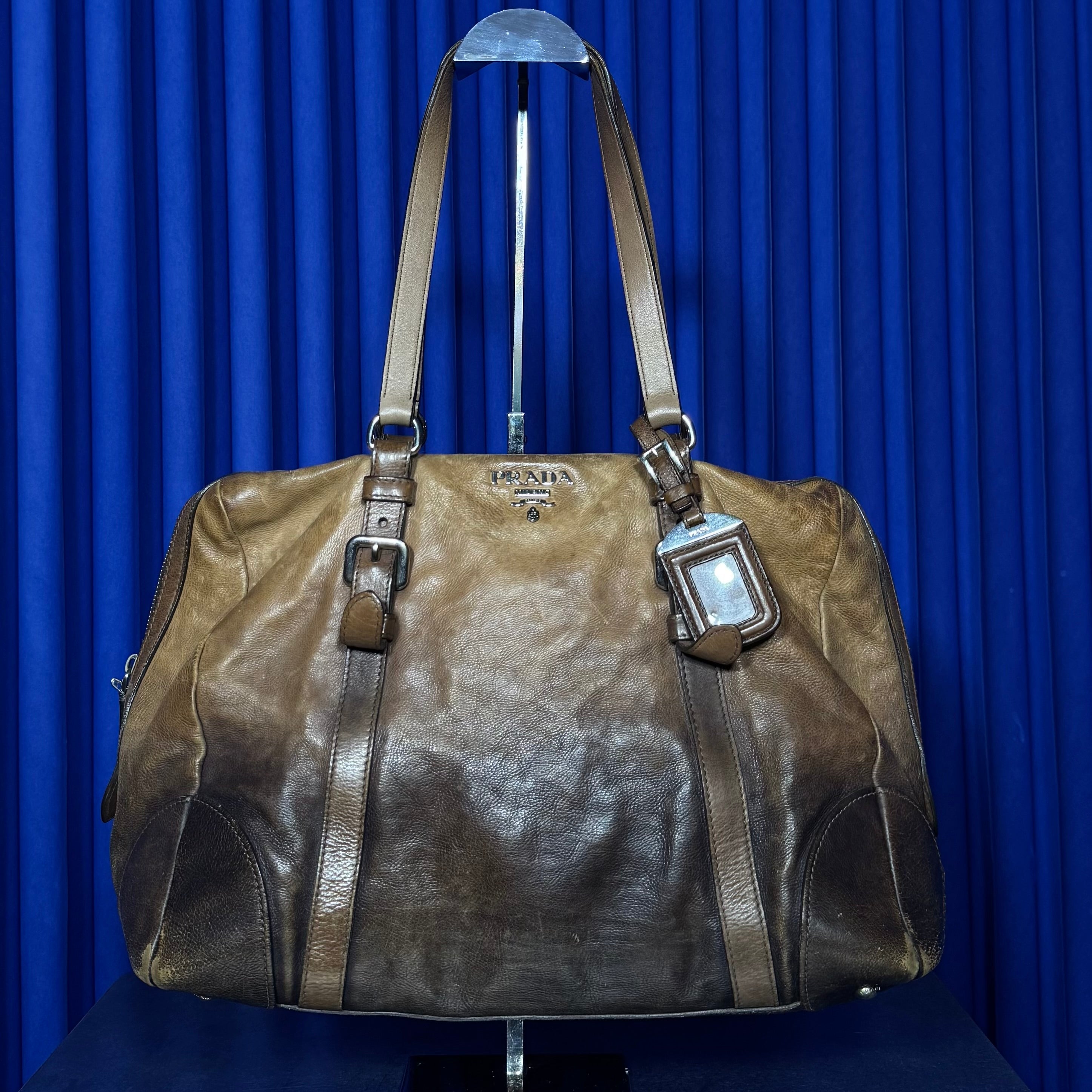 PRADA OMBRE GLACE CALF BUCKLE TOTE