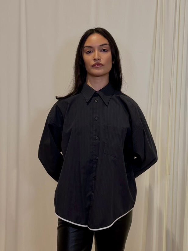 Frida Reworked Button Up ‘Striped Dark-Grey’