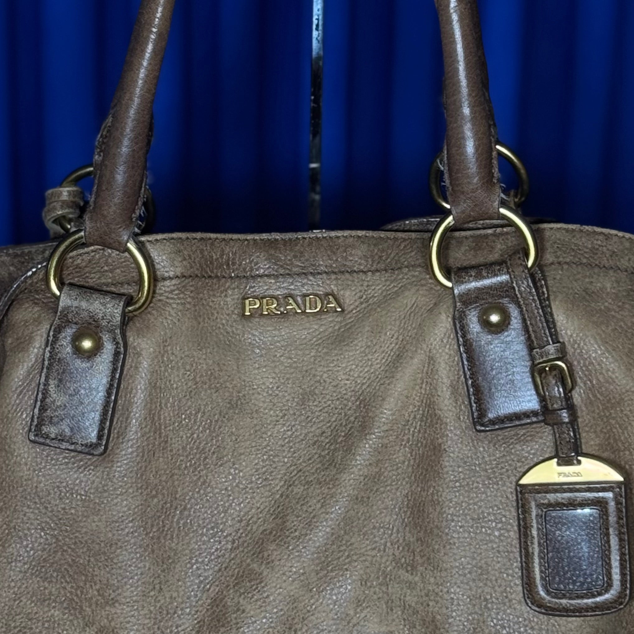 PRADA CERVO ANTIK CAMMELLO LEATHER BAG