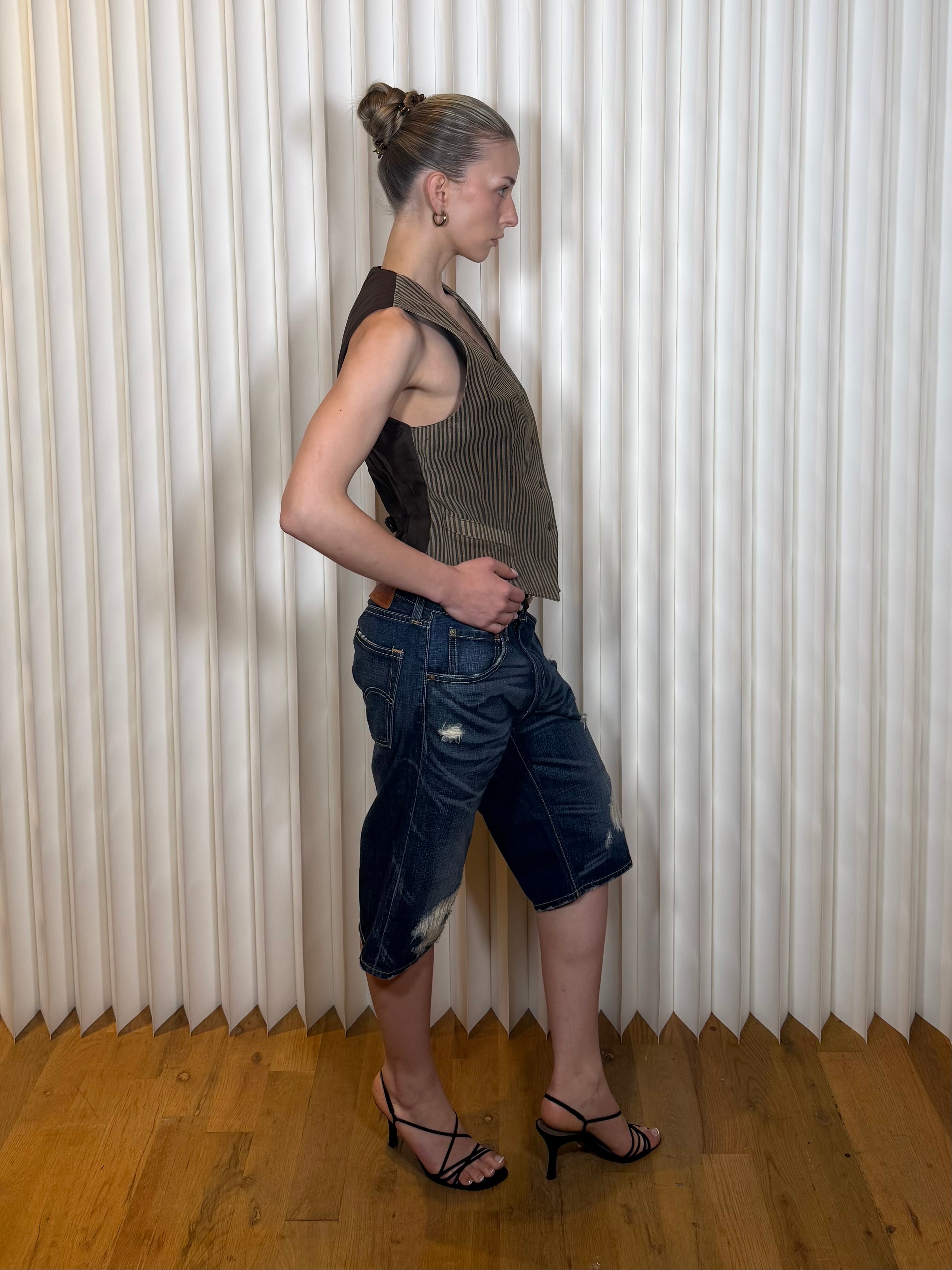 Vintage Fendi Striped Leather Vest