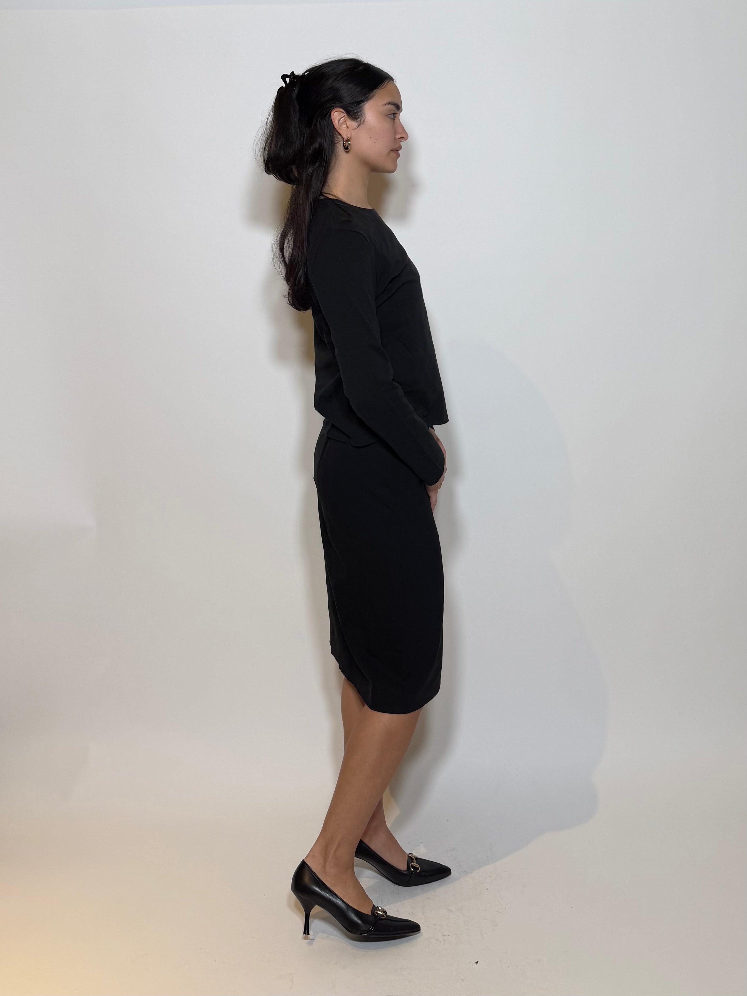 2000S Gucci Tom Ford Era Wool Midi Skirt