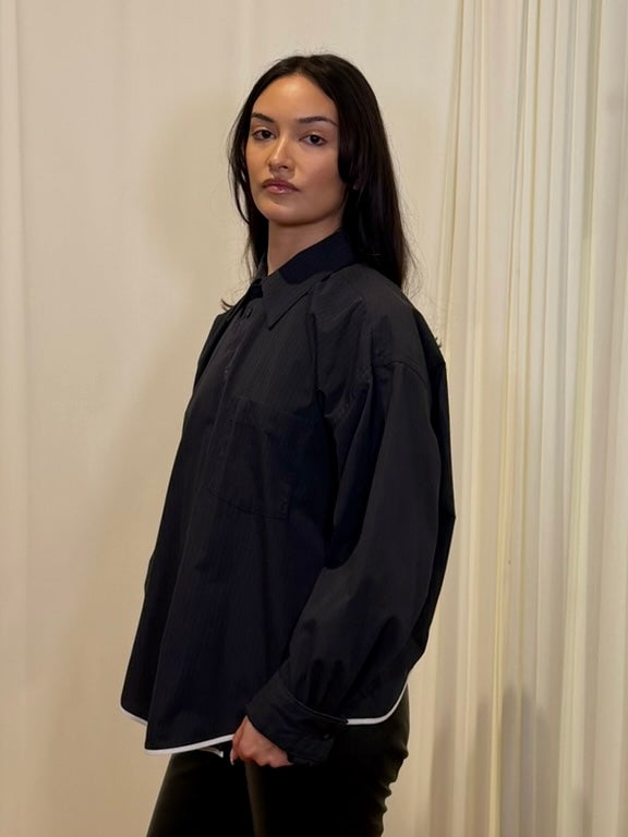 Frida Reworked Button Up ‘Striped Dark-Grey’