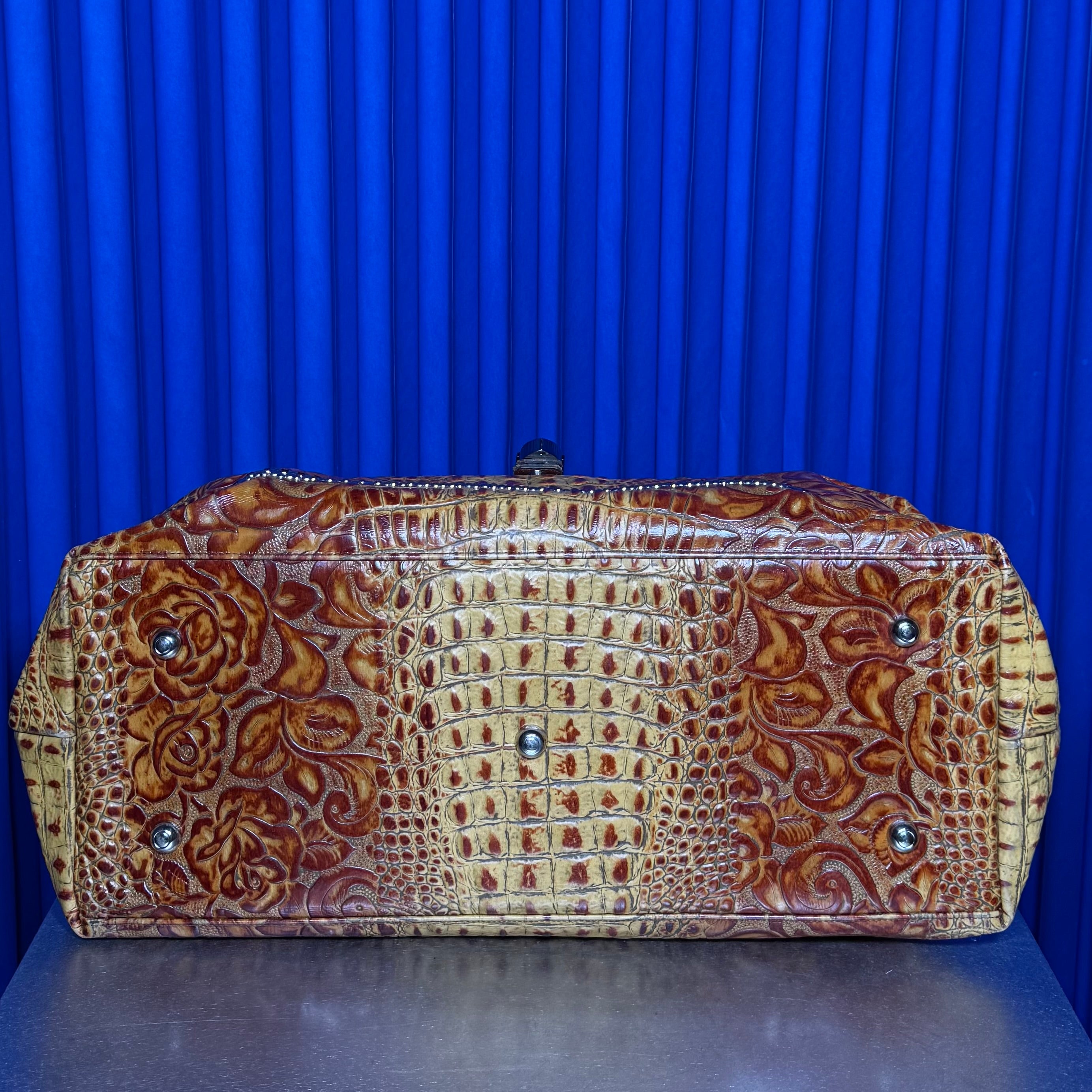 Raviani croc embossed floral leather Duffle