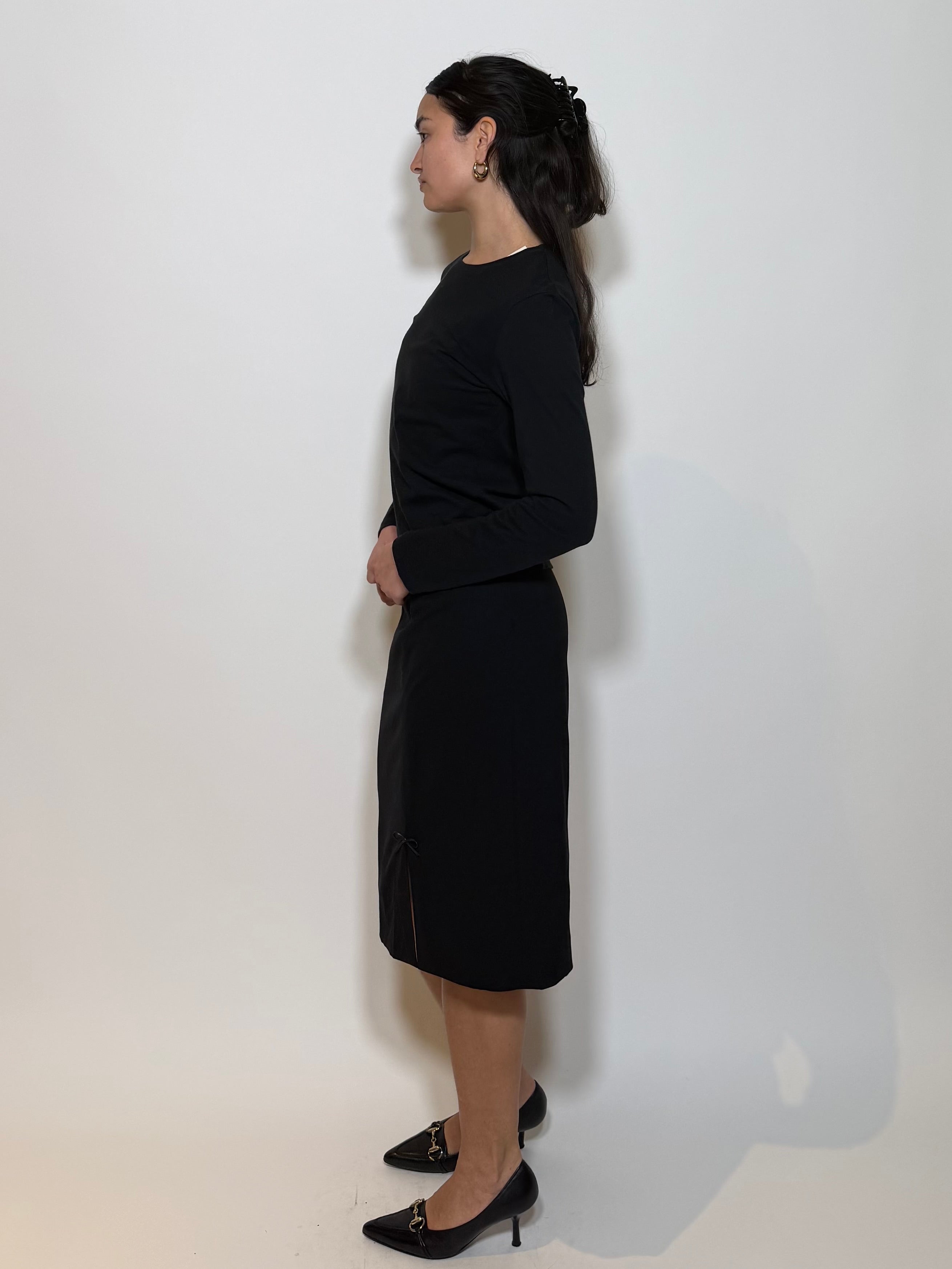 2000S Gucci Tom Ford Era Wool Midi Skirt