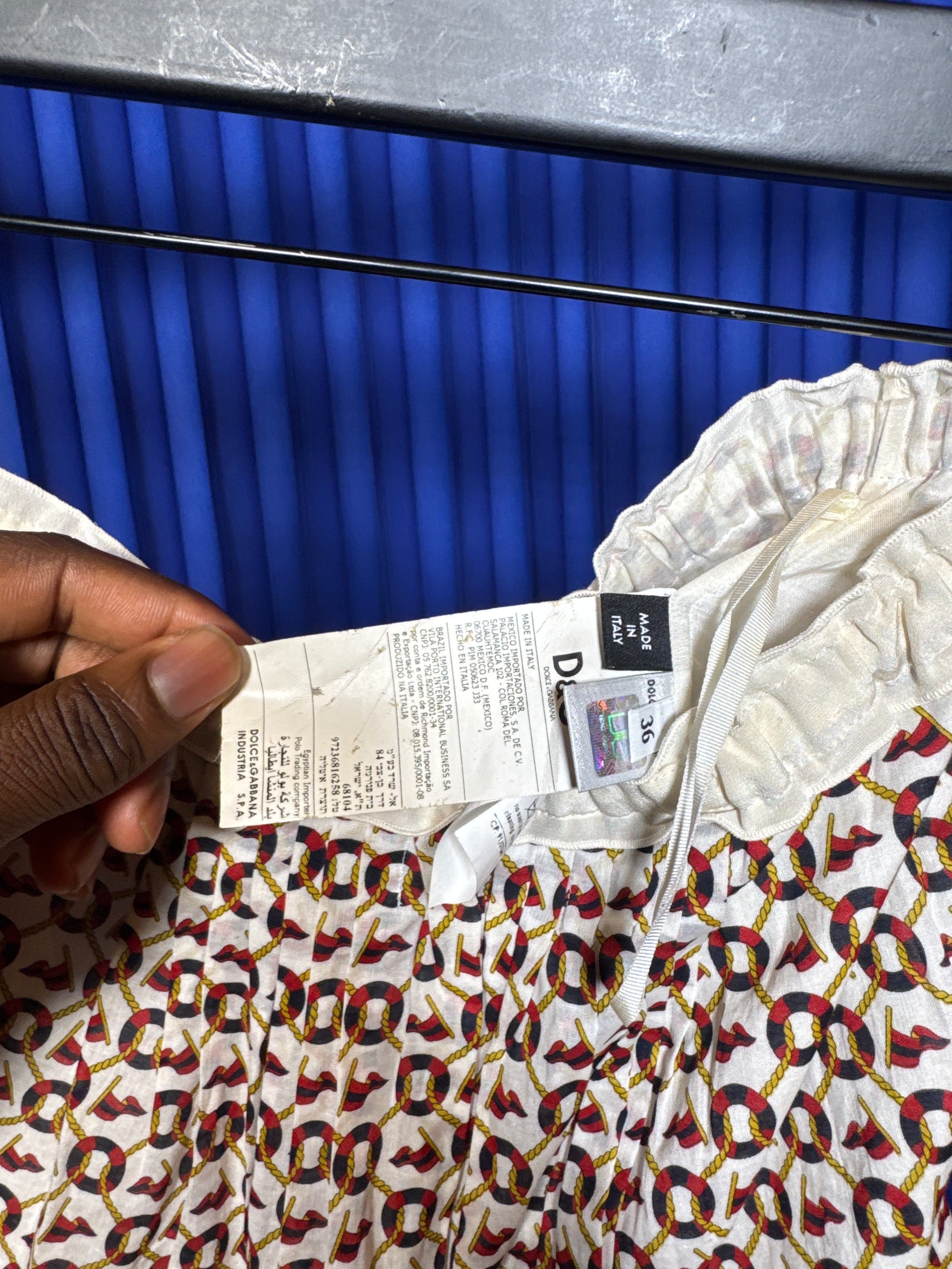 D&G NAUTICAL PRINT PLEATED MINI SKIRT