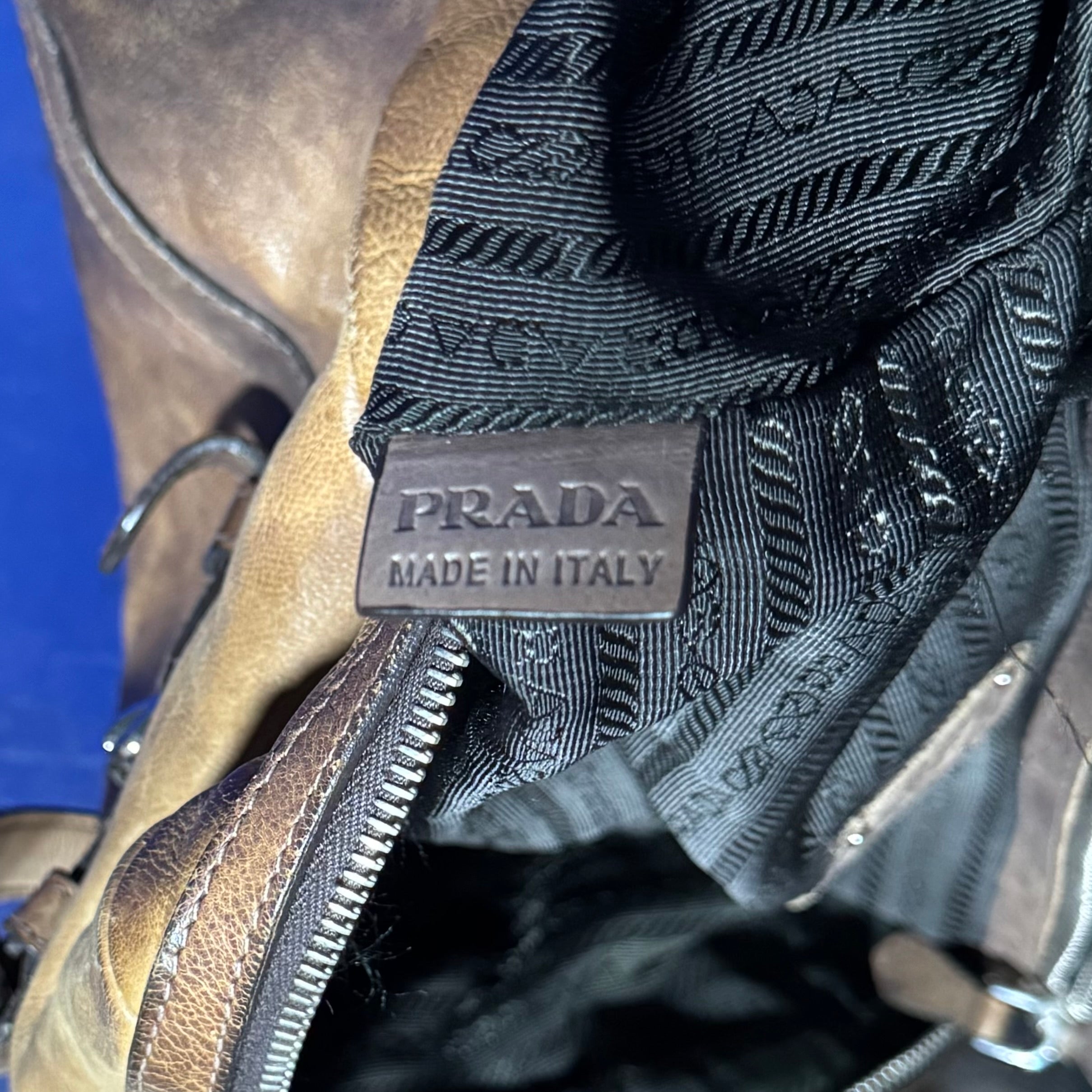 PRADA OMBRE GLACE CALF BUCKLE TOTE