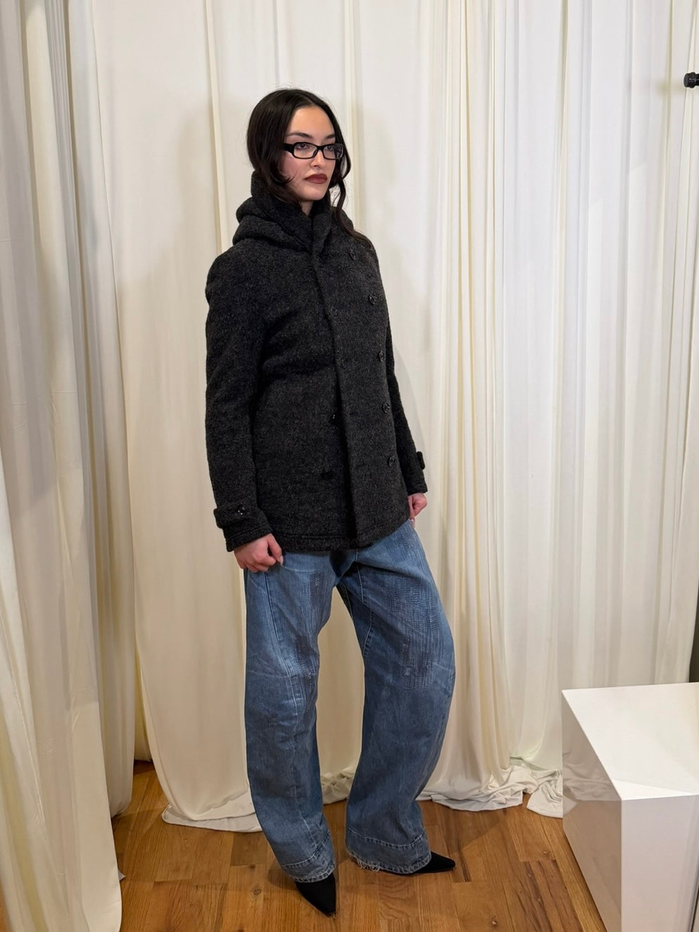 MORGAN HOMME WOOL HOODED JACKET