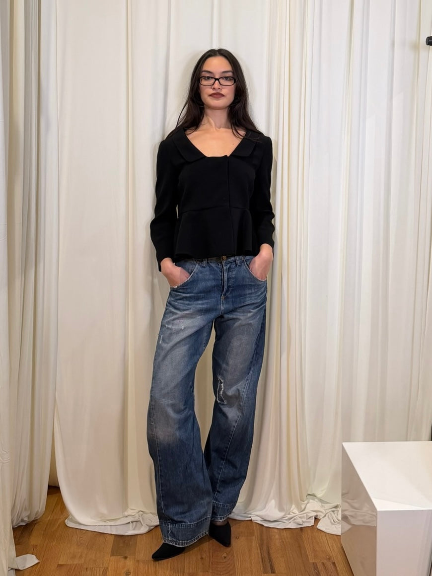 2012 Miu Miu Crepe Peplum Jacket