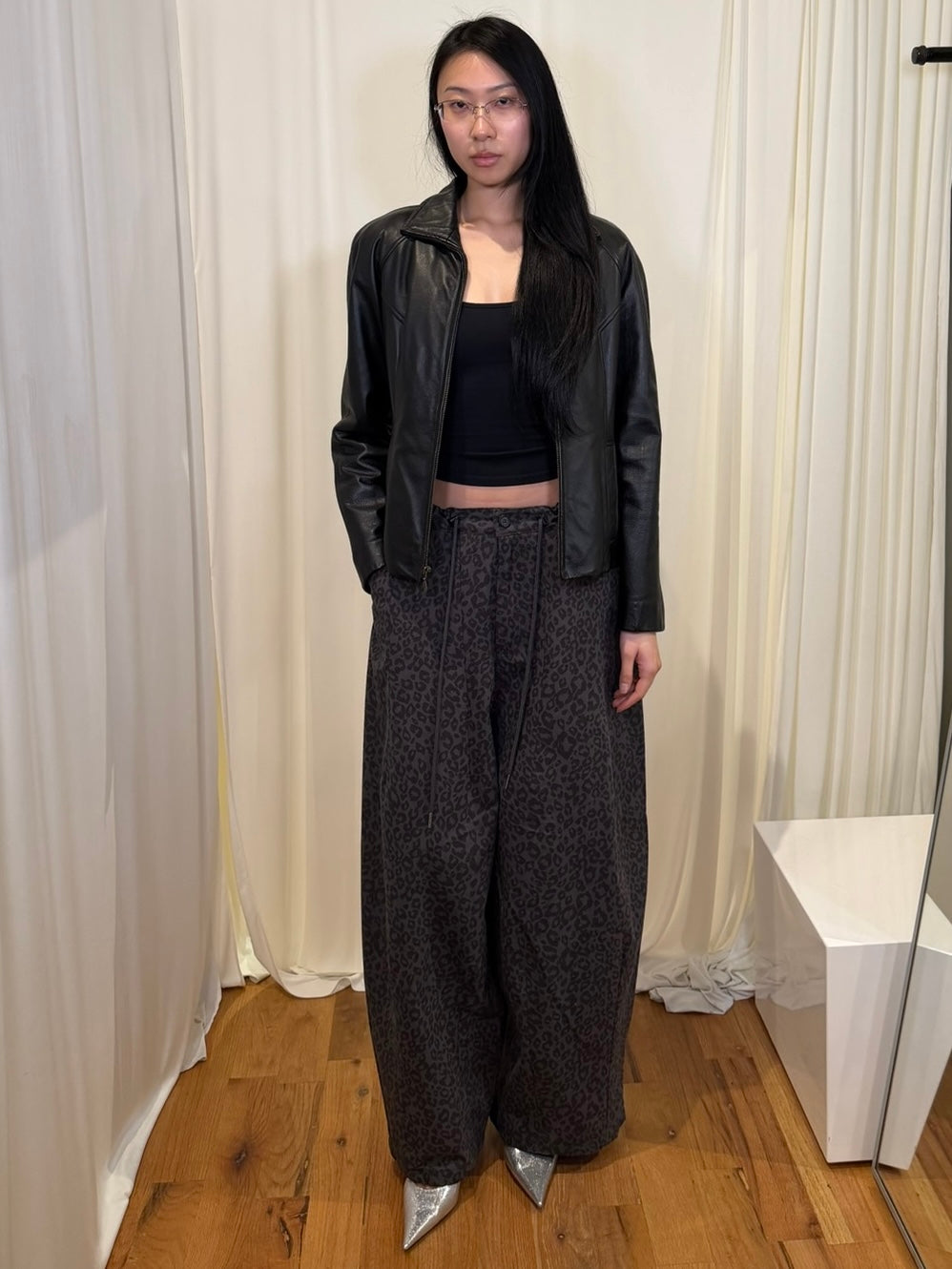 Free Market Roof Cheetah Print Wide Pants