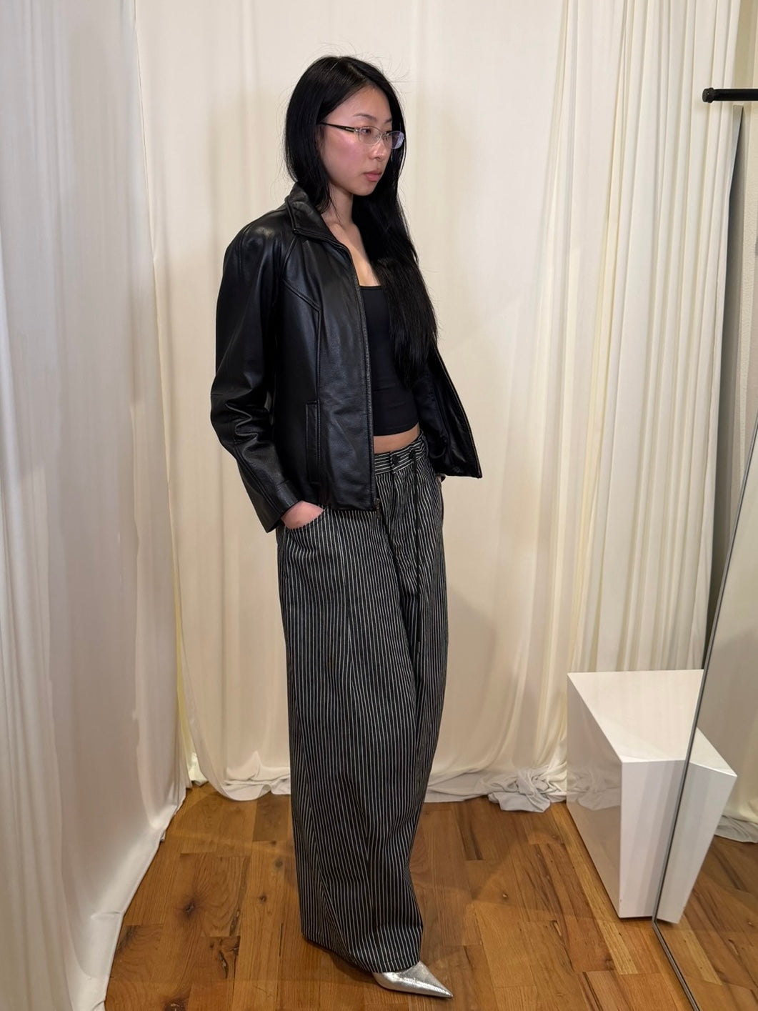 Free Market Roof pinstriped Cotton Wide Pants