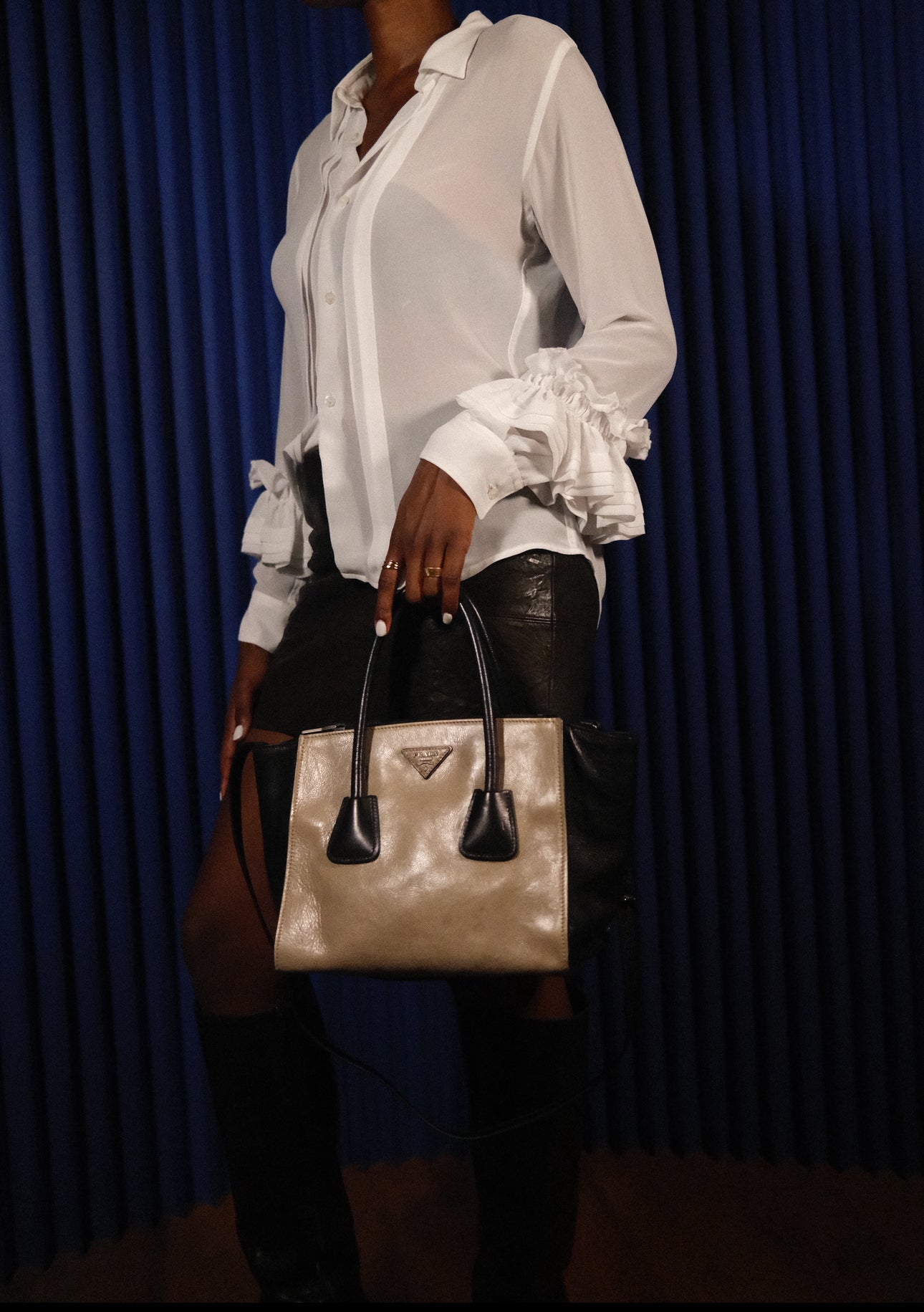 PRADA GLACE CALF TWIN POCKET BAG
